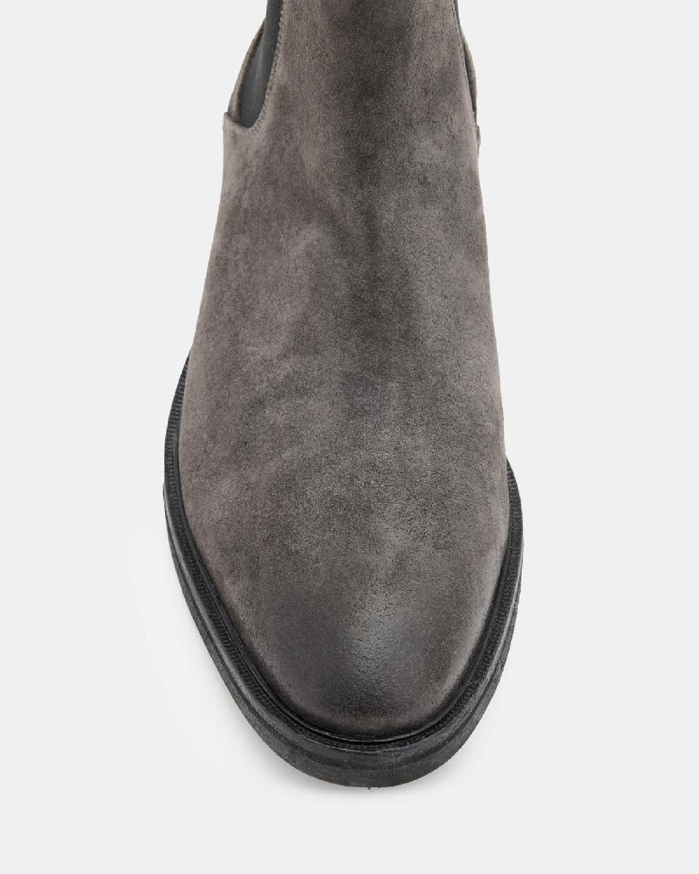 All Saints Creed Suede Chelsea Boots Charcoal Grey
