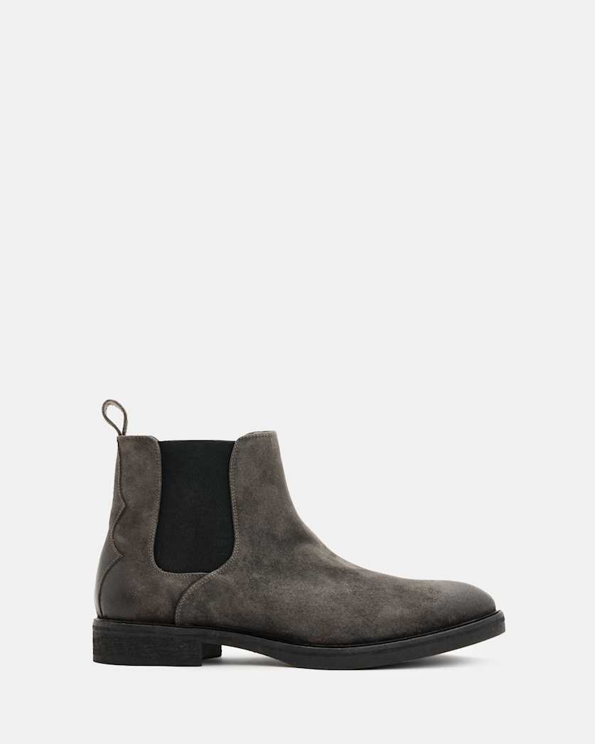 all saints Creed Suede Chelsea Boots Charcoal Grey