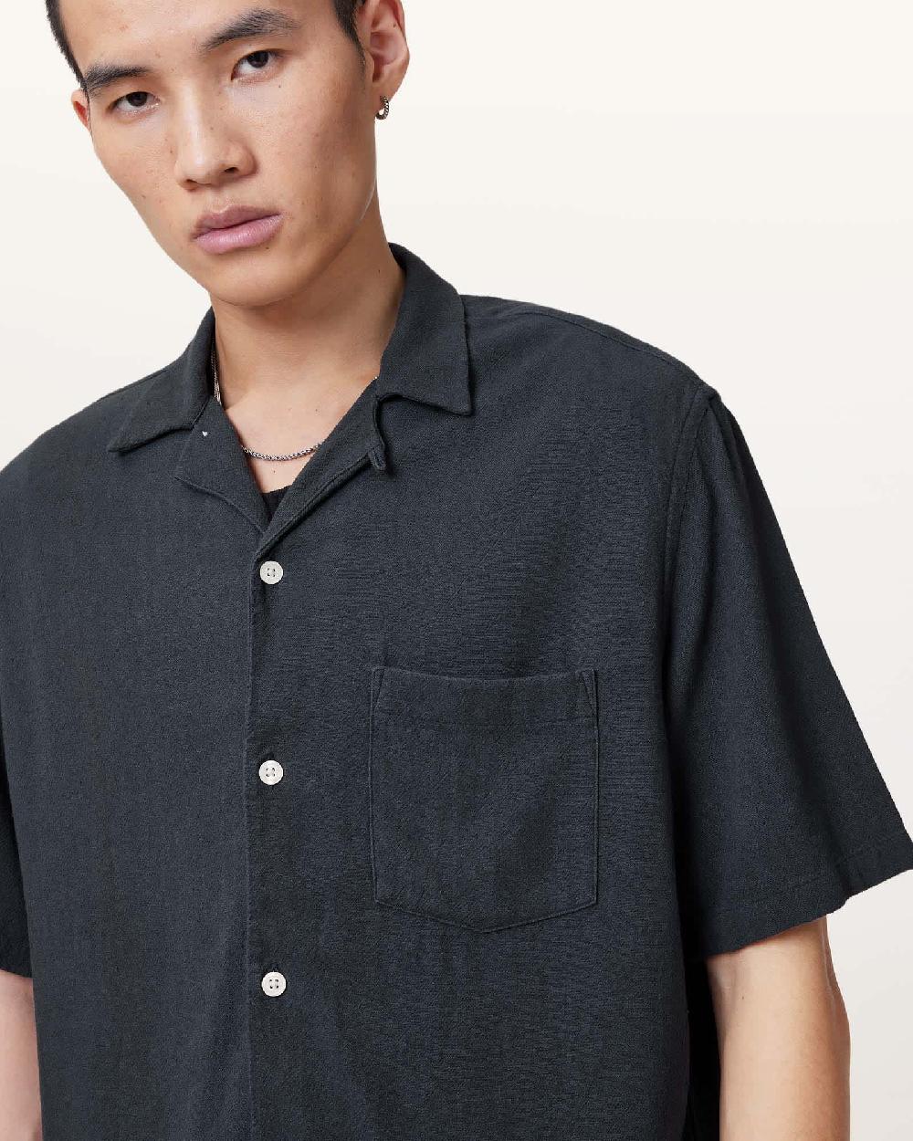 All Saints Cudi Short Sleeve Shirt Fountain Blue