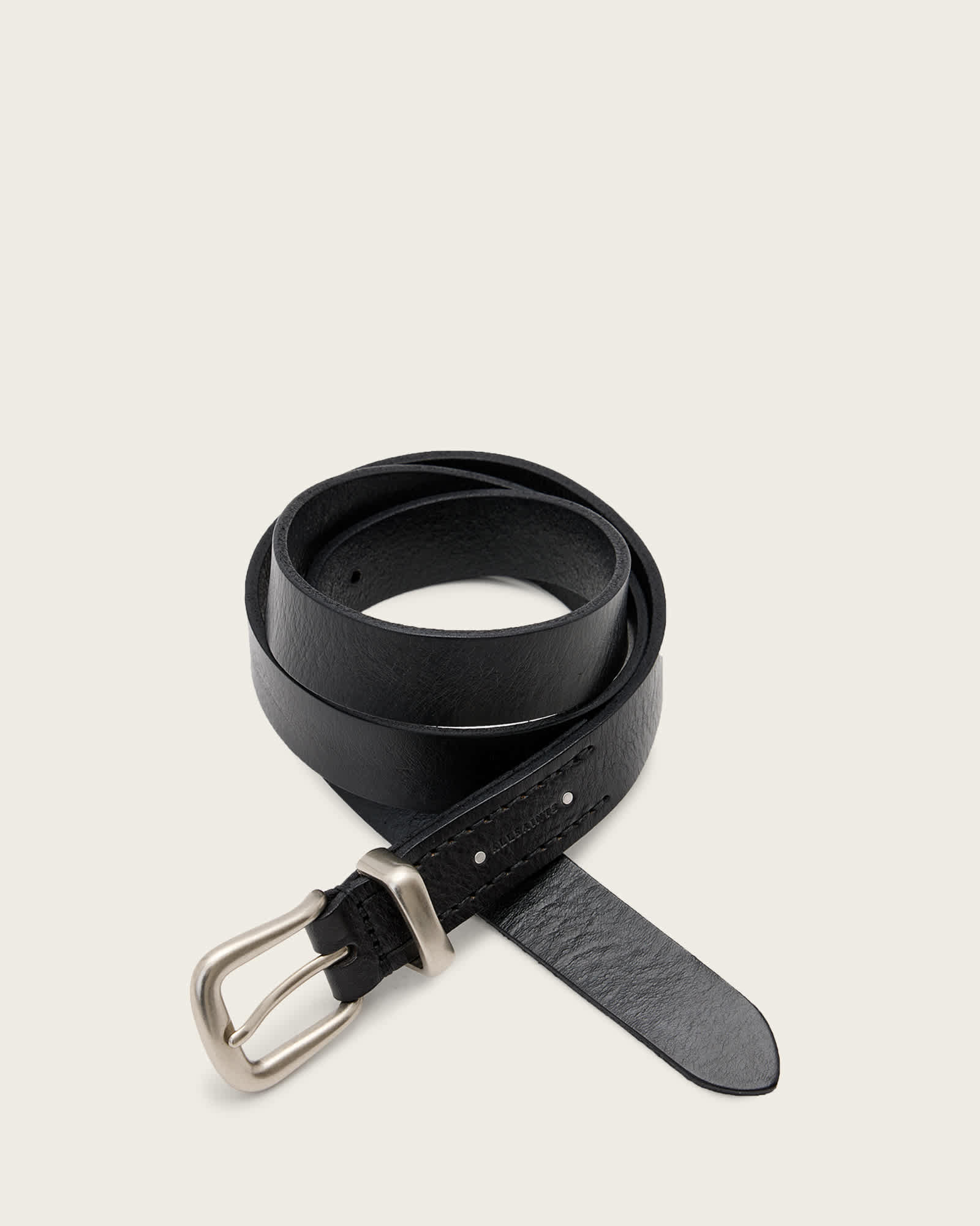 All Saints Daemon Leather Belt Black