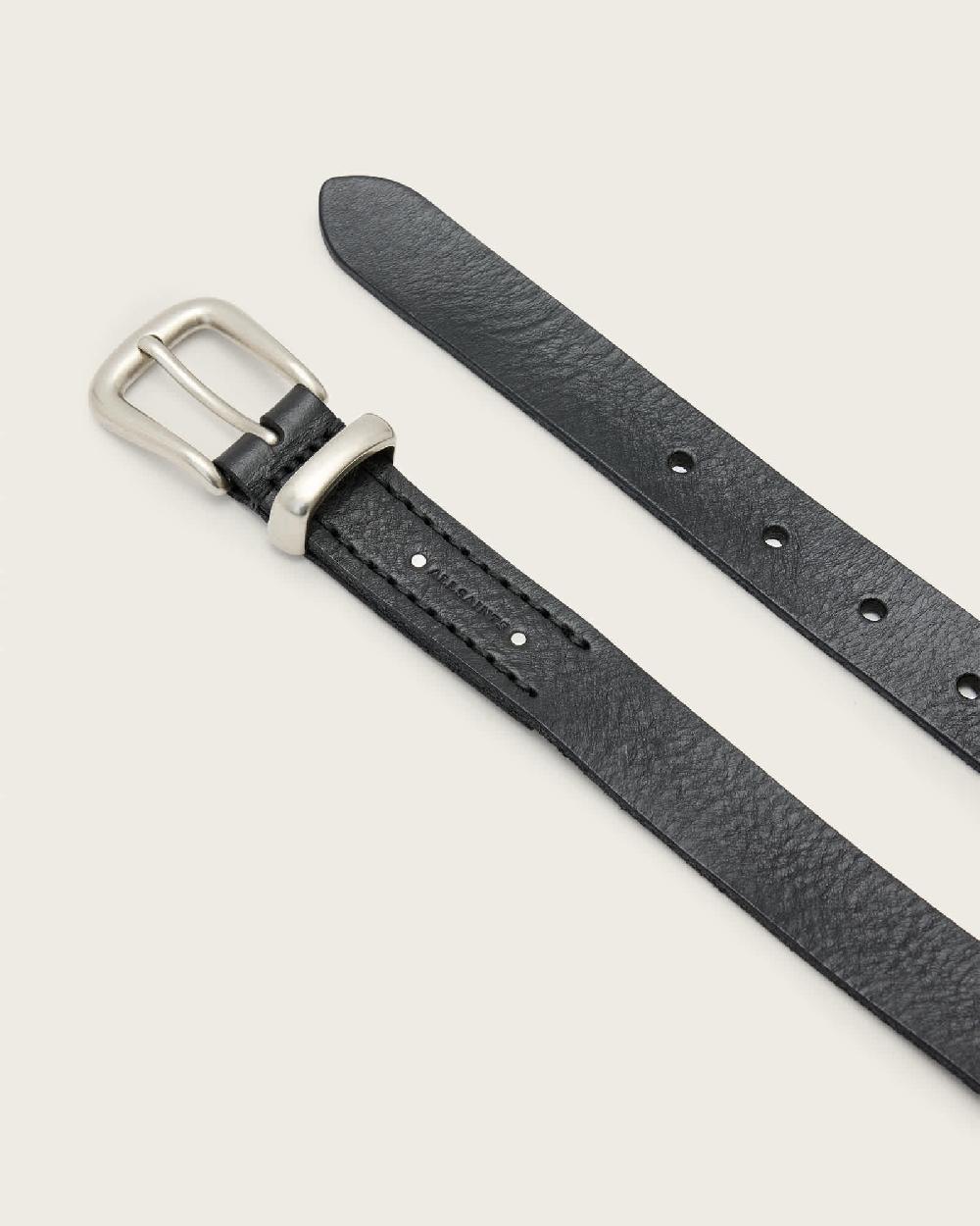 All Saints Daemon Leather Belt Black