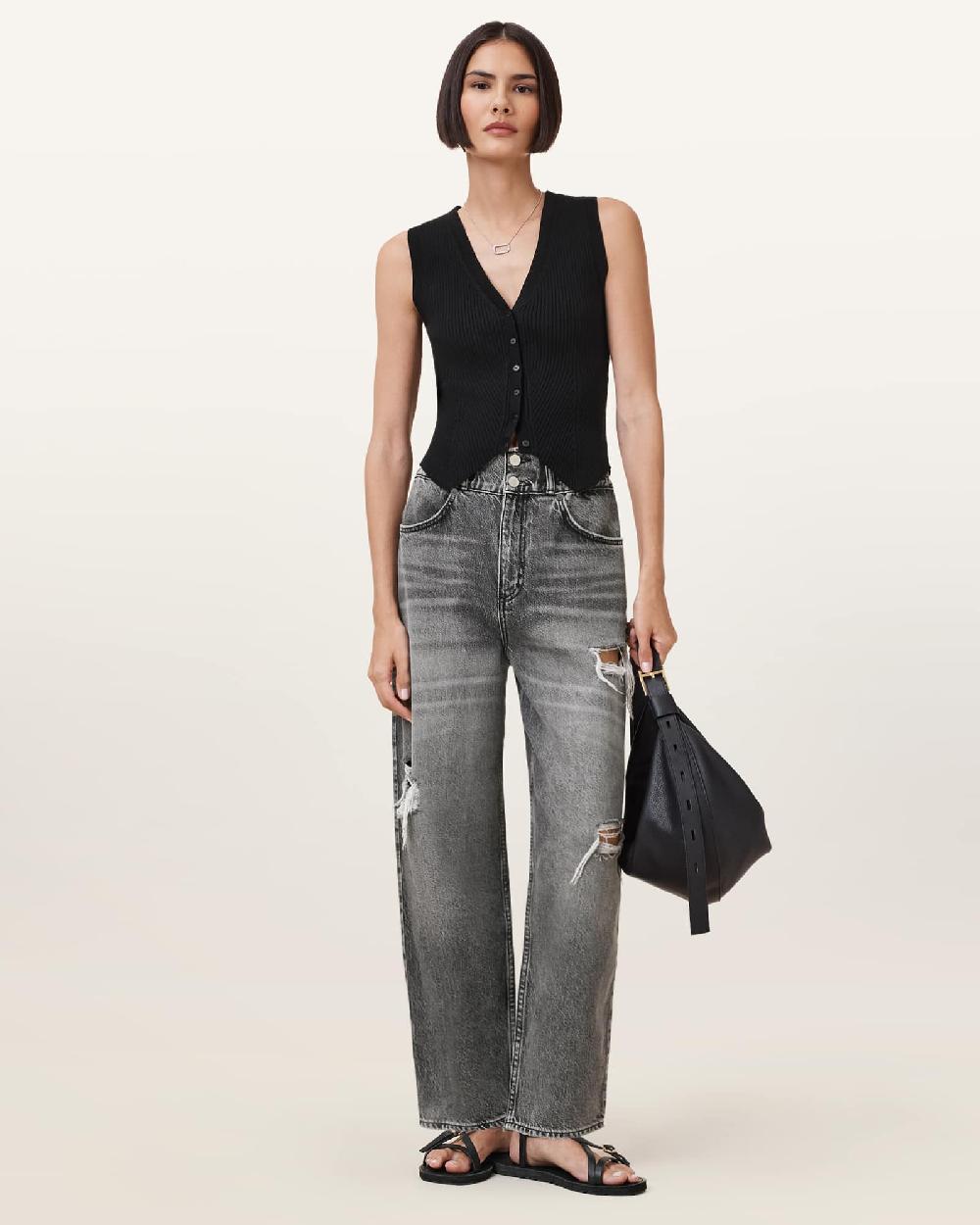 All Saints Daisy Tapered-Leg Jeans Washed Grey