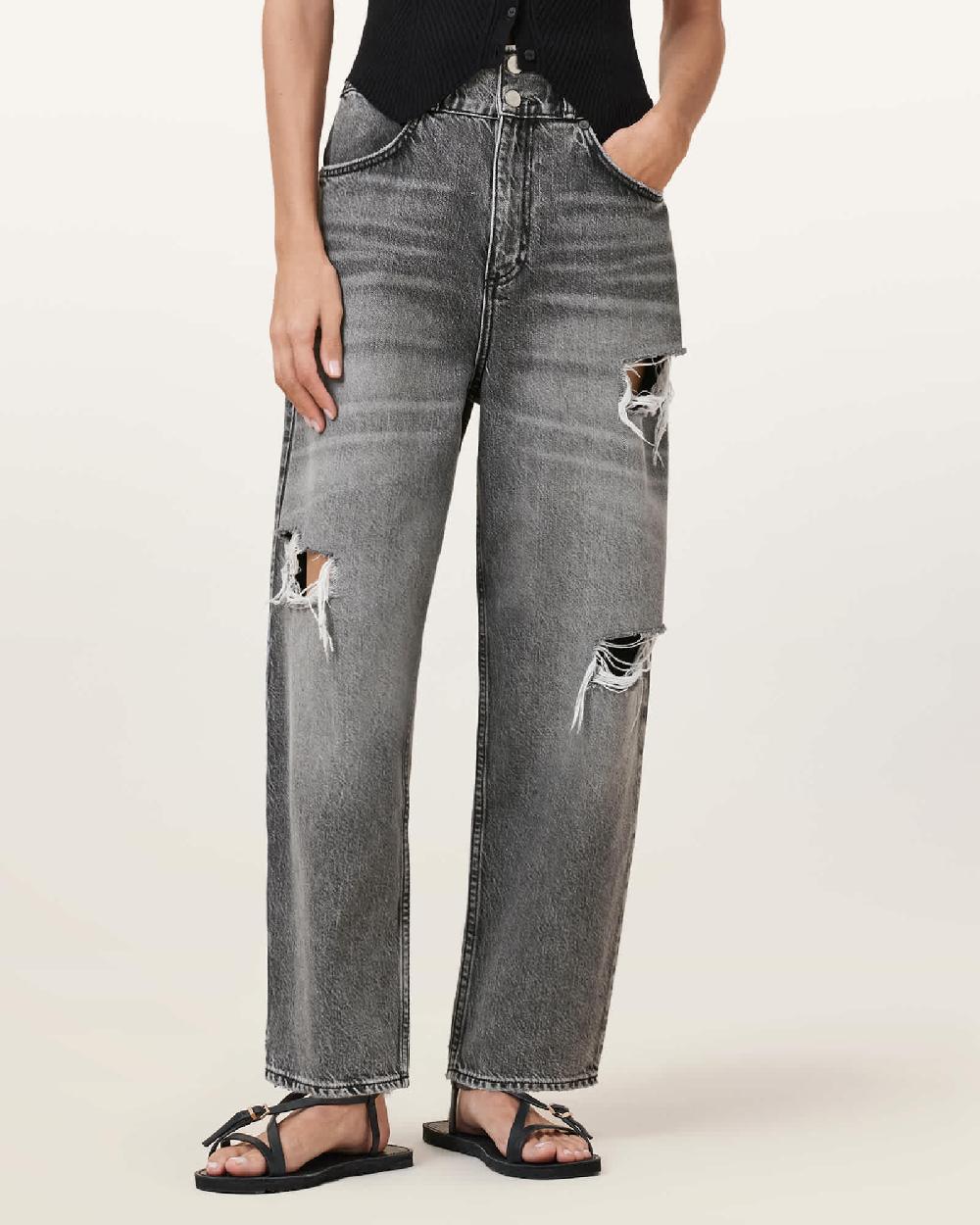 All Saints Daisy Tapered-Leg Jeans Washed Grey