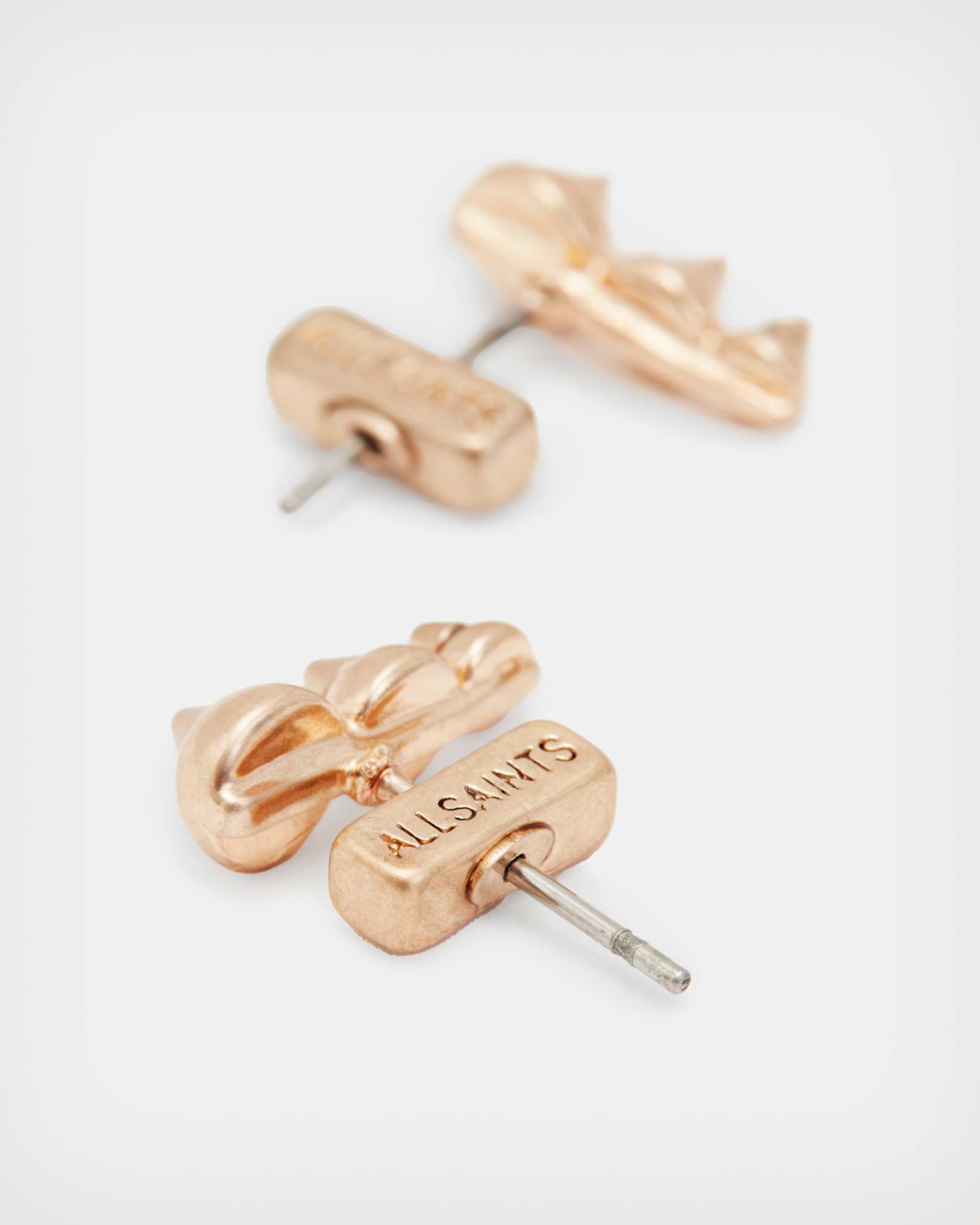 All Saints Dana Triple Stud Earrings Warm Brass