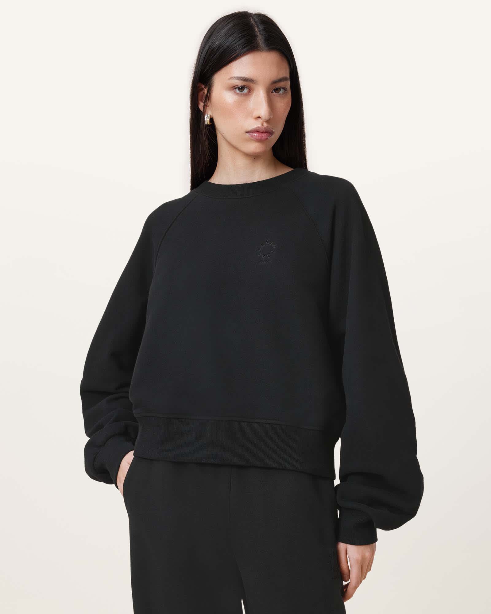 All Saints Dani Haven Embroidered Sweatshirt Black