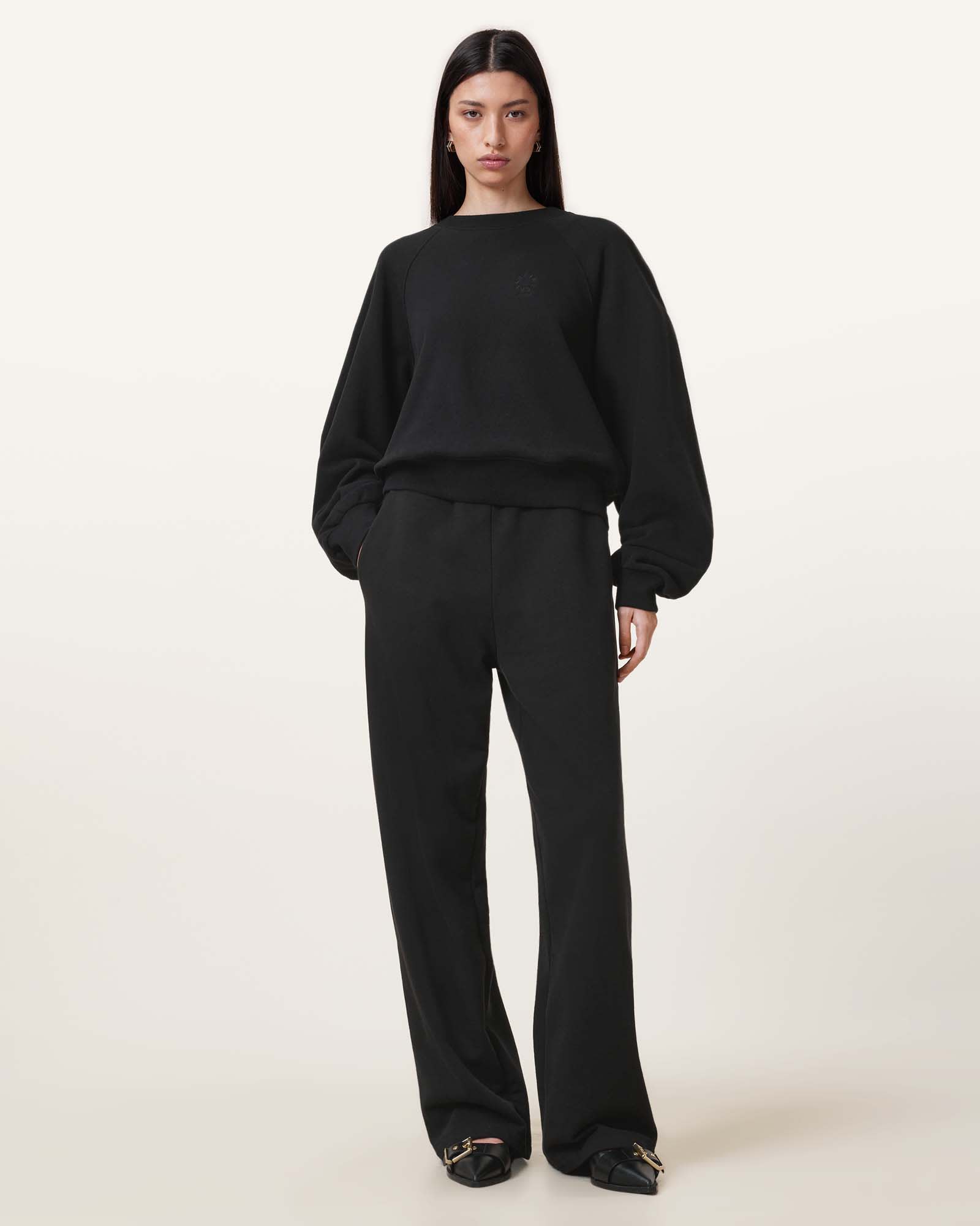 All Saints Dani Haven Embroidered Sweatshirt Black