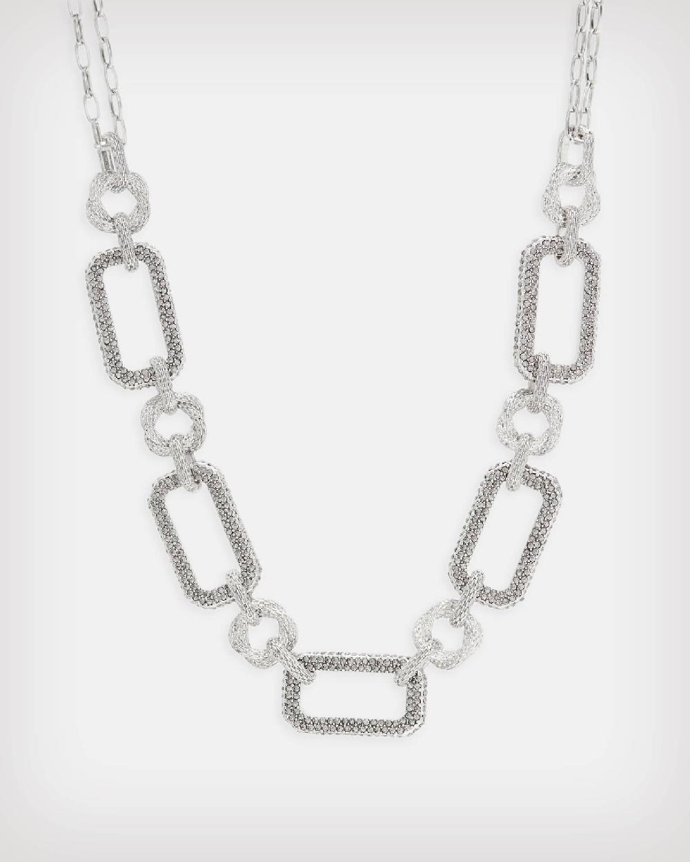 All Saints Dara Pave Link Necklace Warm Silver