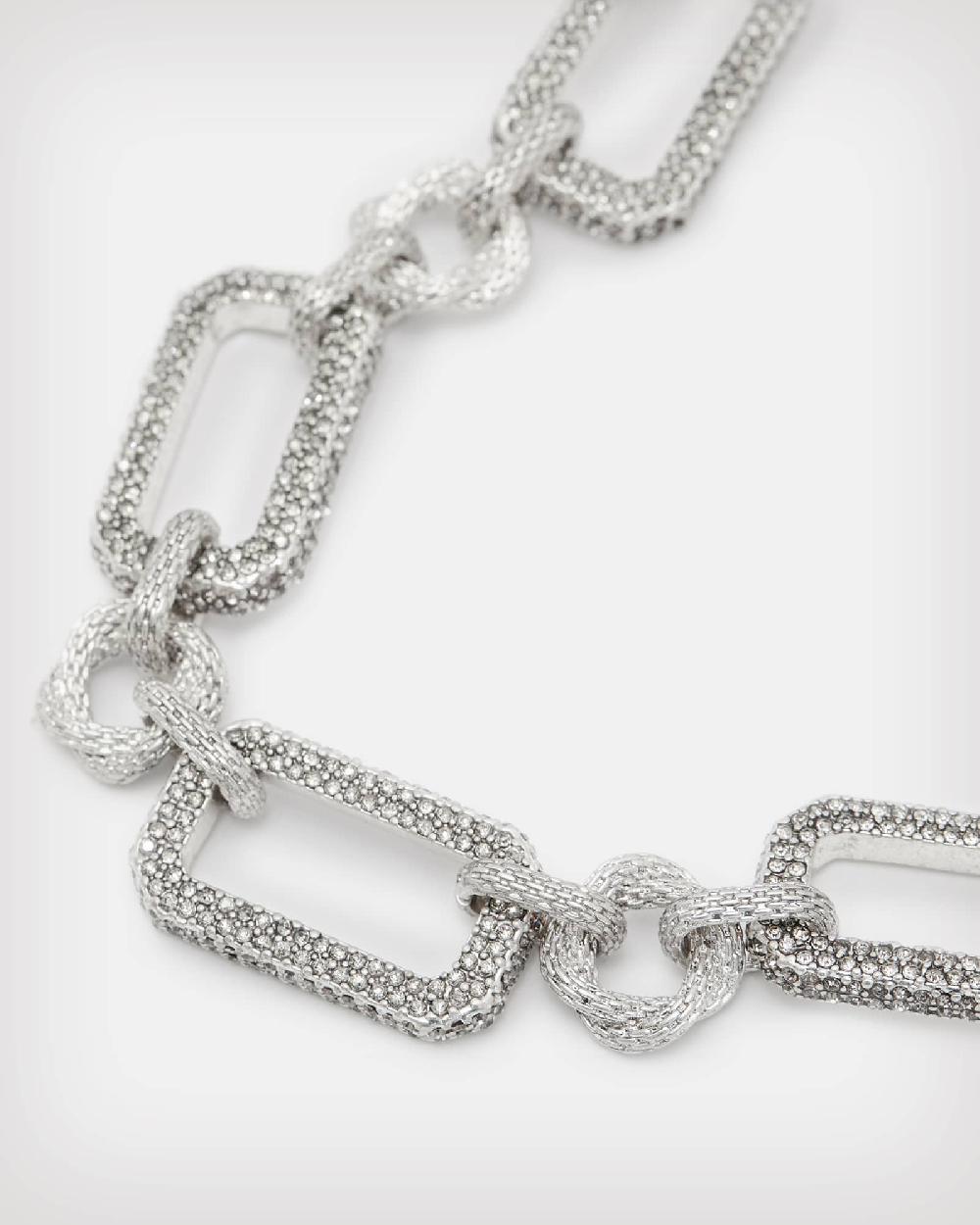 All Saints Dara Pave Link Necklace Warm Silver
