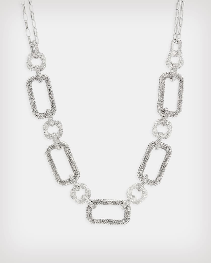 all saints Dara Pave Link Necklace Warm Silver