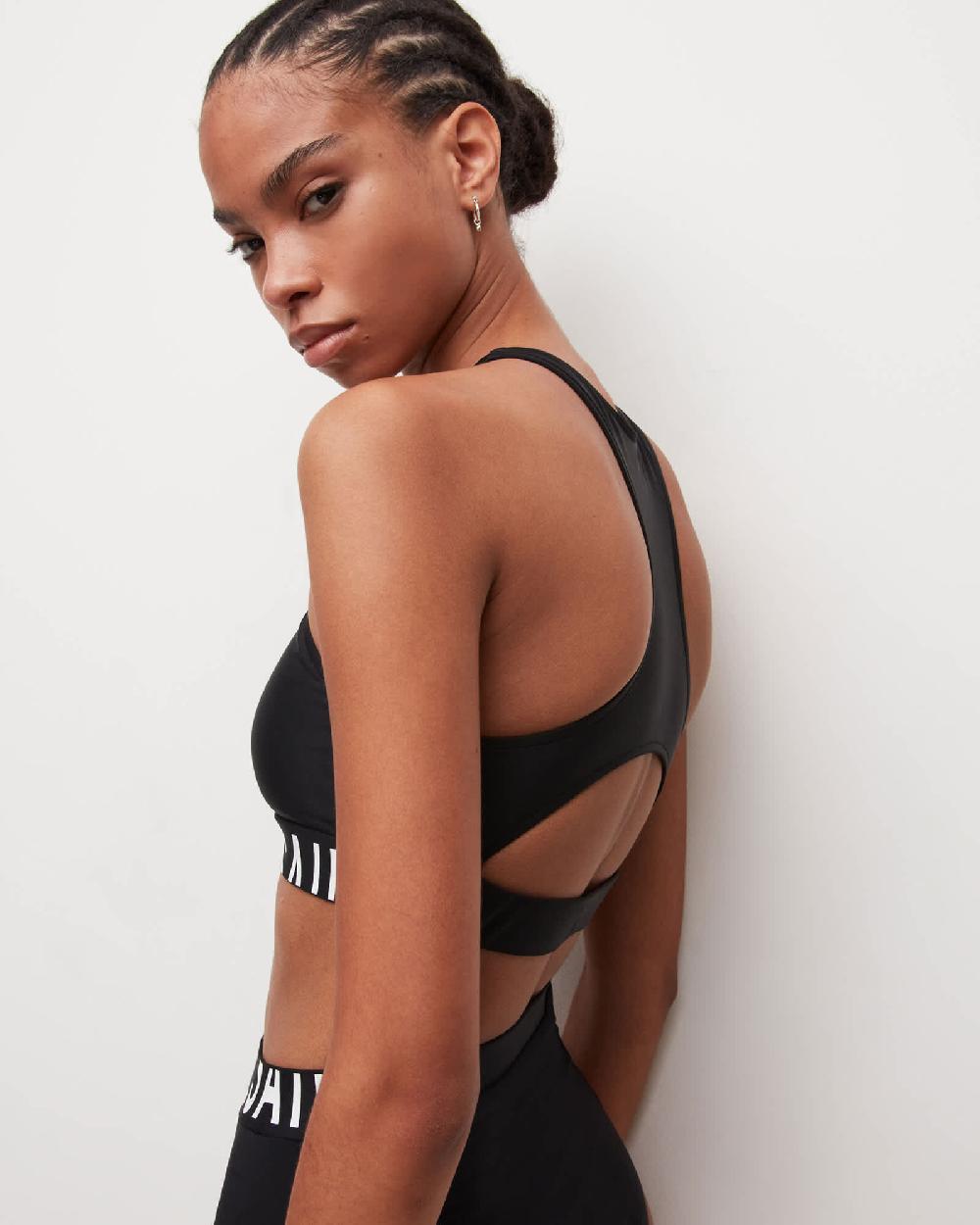 All Saints Dara Racer Bikini Top Black