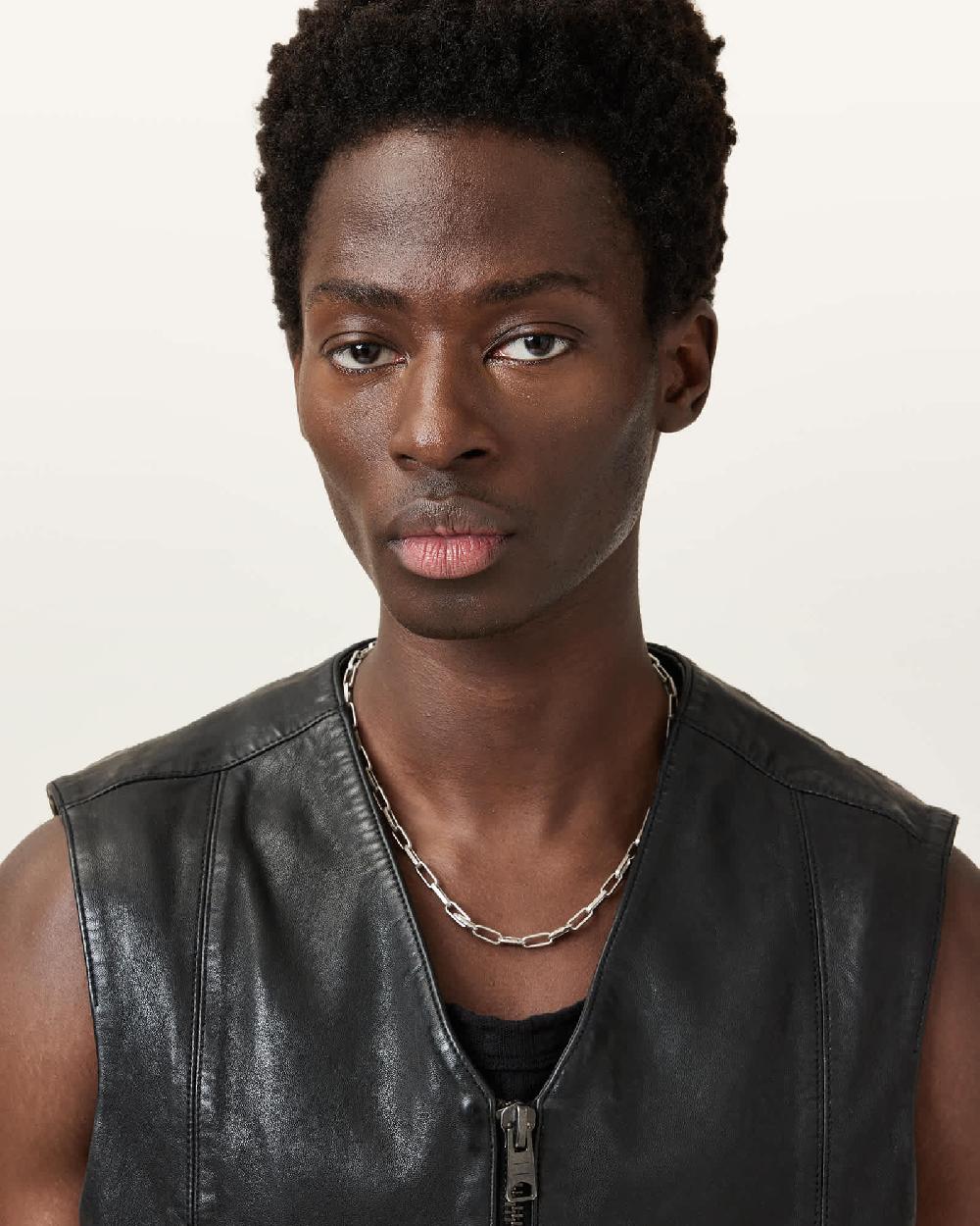 All Saints Davies Leather Vest Black