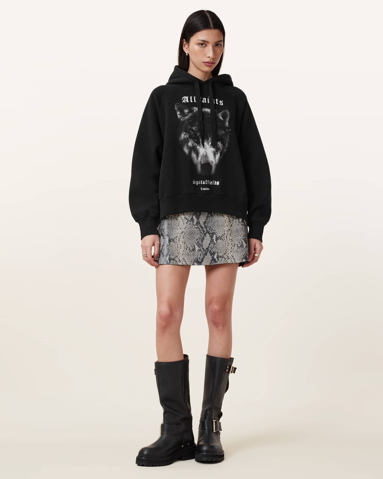 All Saints Dawn Talon Oversized Hoodie Black