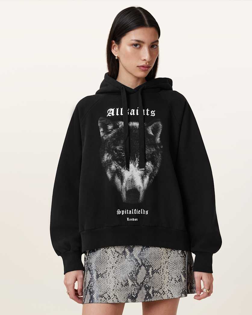all saints Dawn Talon Oversized Hoodie Black