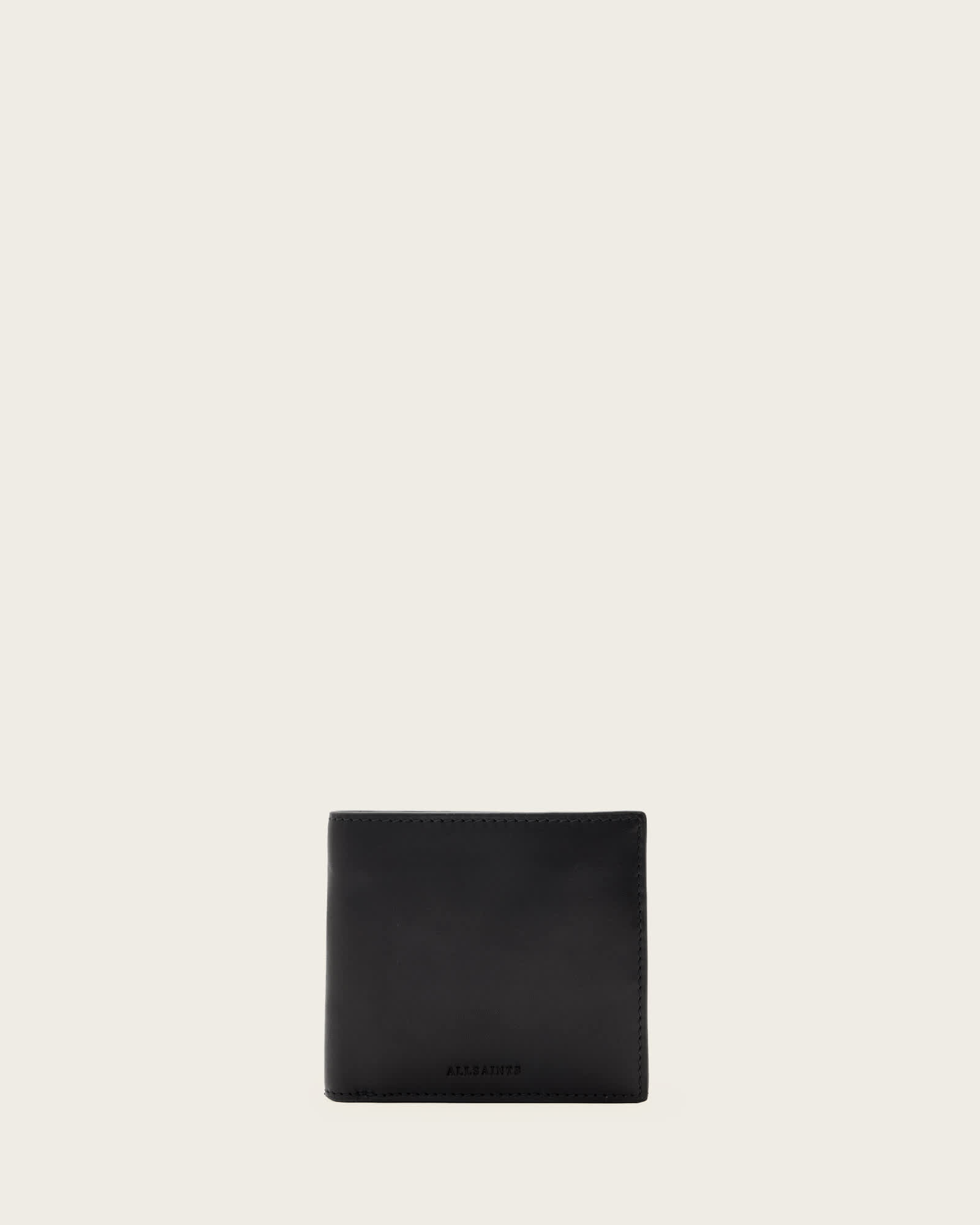 All Saints Delph Bi-Fold Leather Wallet Black