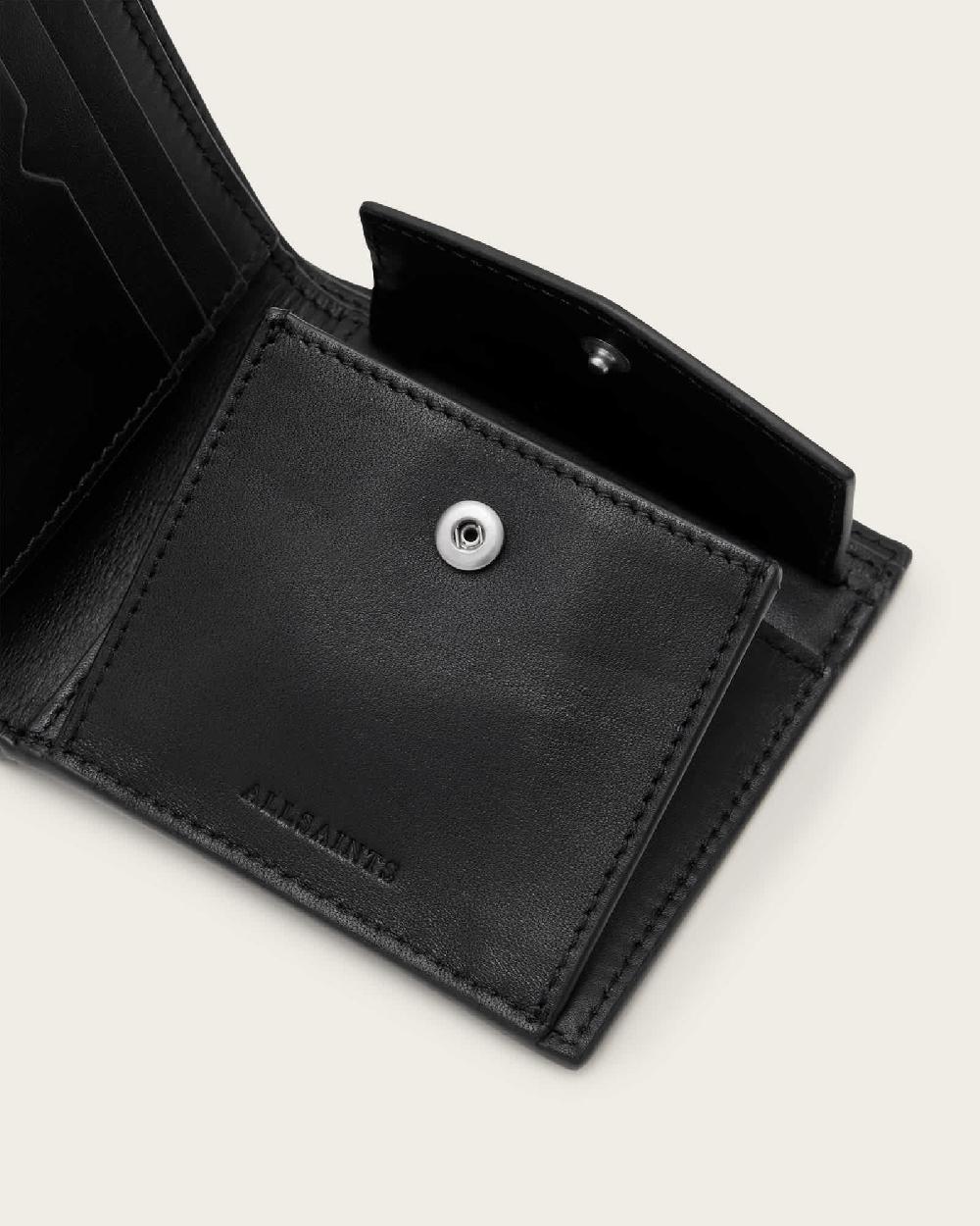 All Saints Delph Bi-Fold Leather Wallet Black