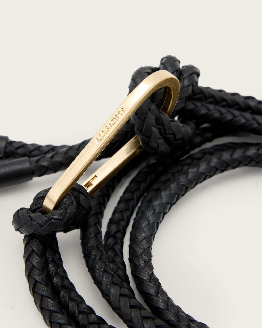 All Saints Demi Rope Leather Belt BLACK/WARM BRASS