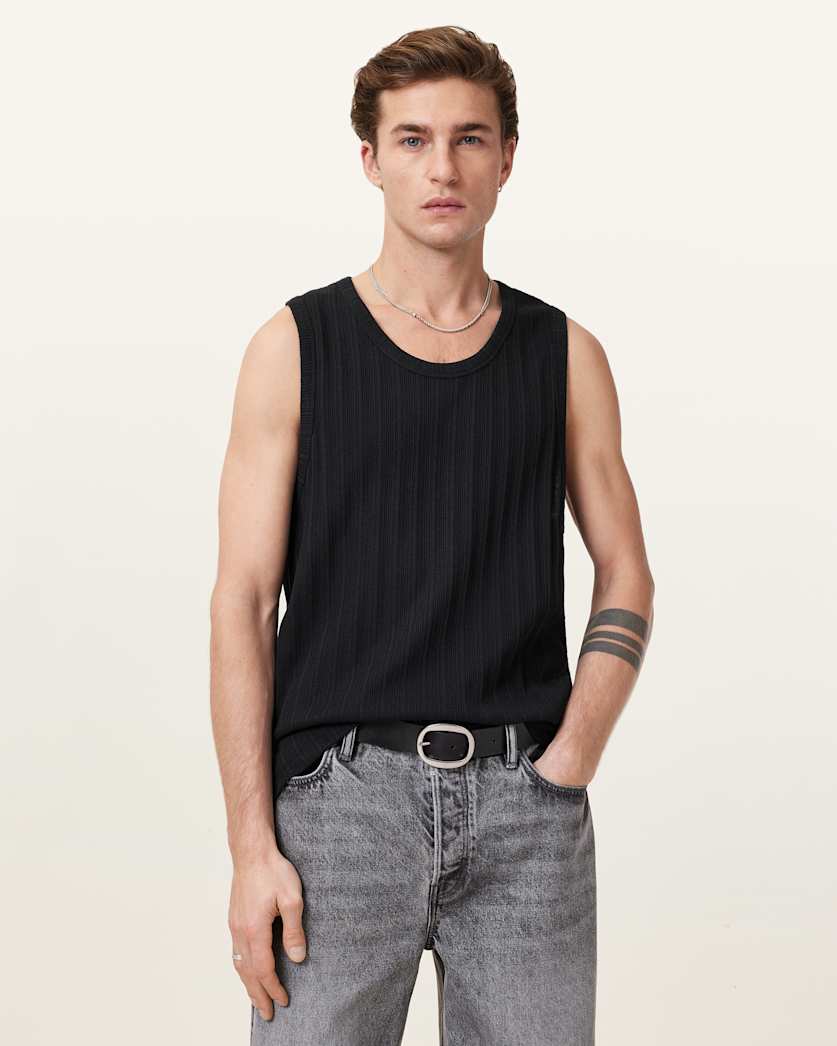 all saints Denver Textured Vest Jet Black