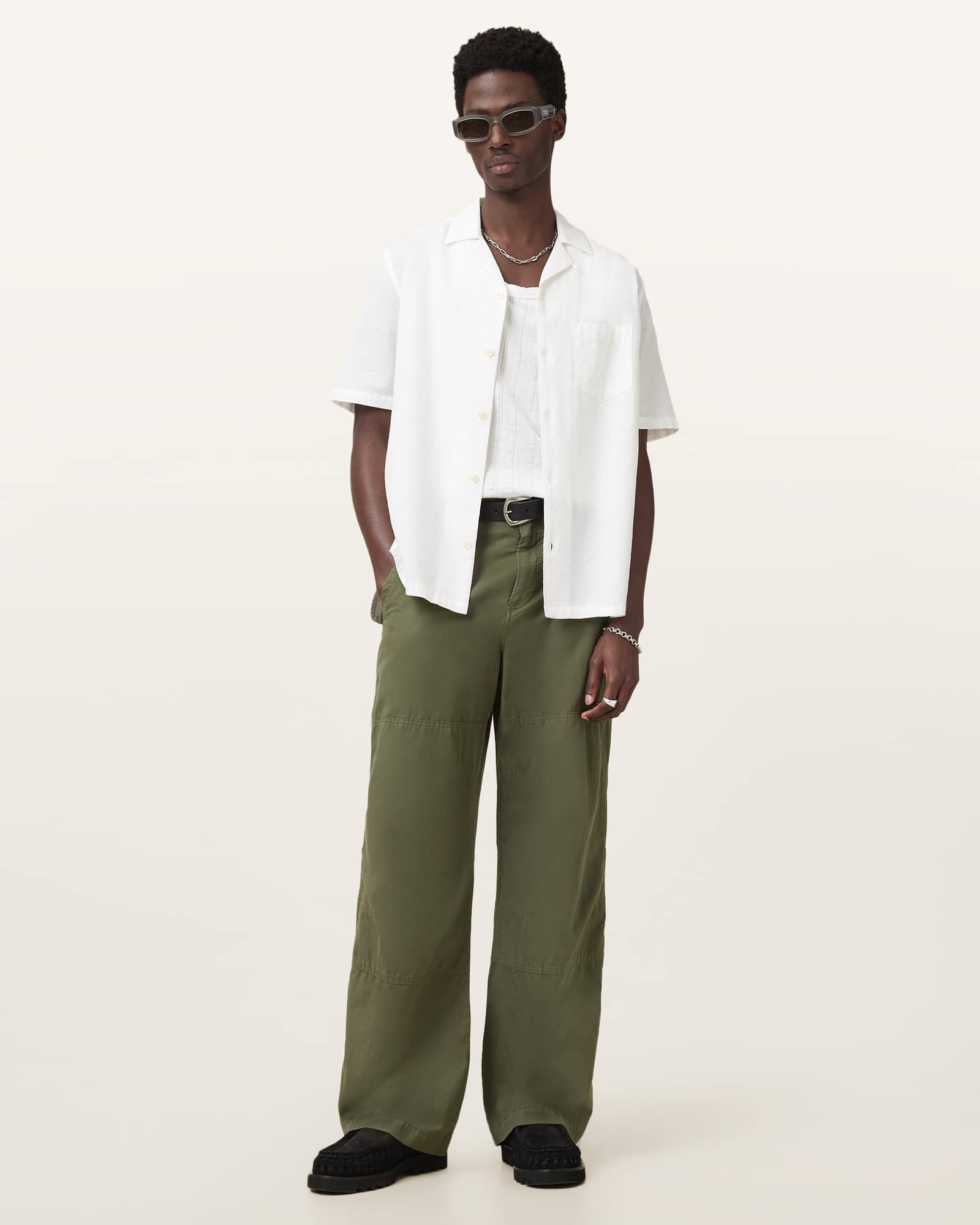 All Saints Depot Oversized Pants Khaki Green