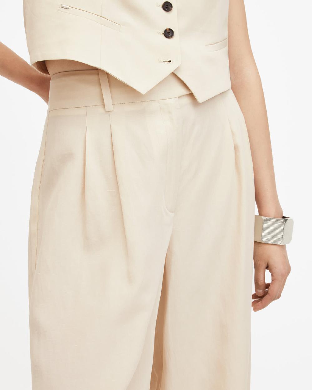 All Saints Deri Lyn Linen Blend Pants Cream White