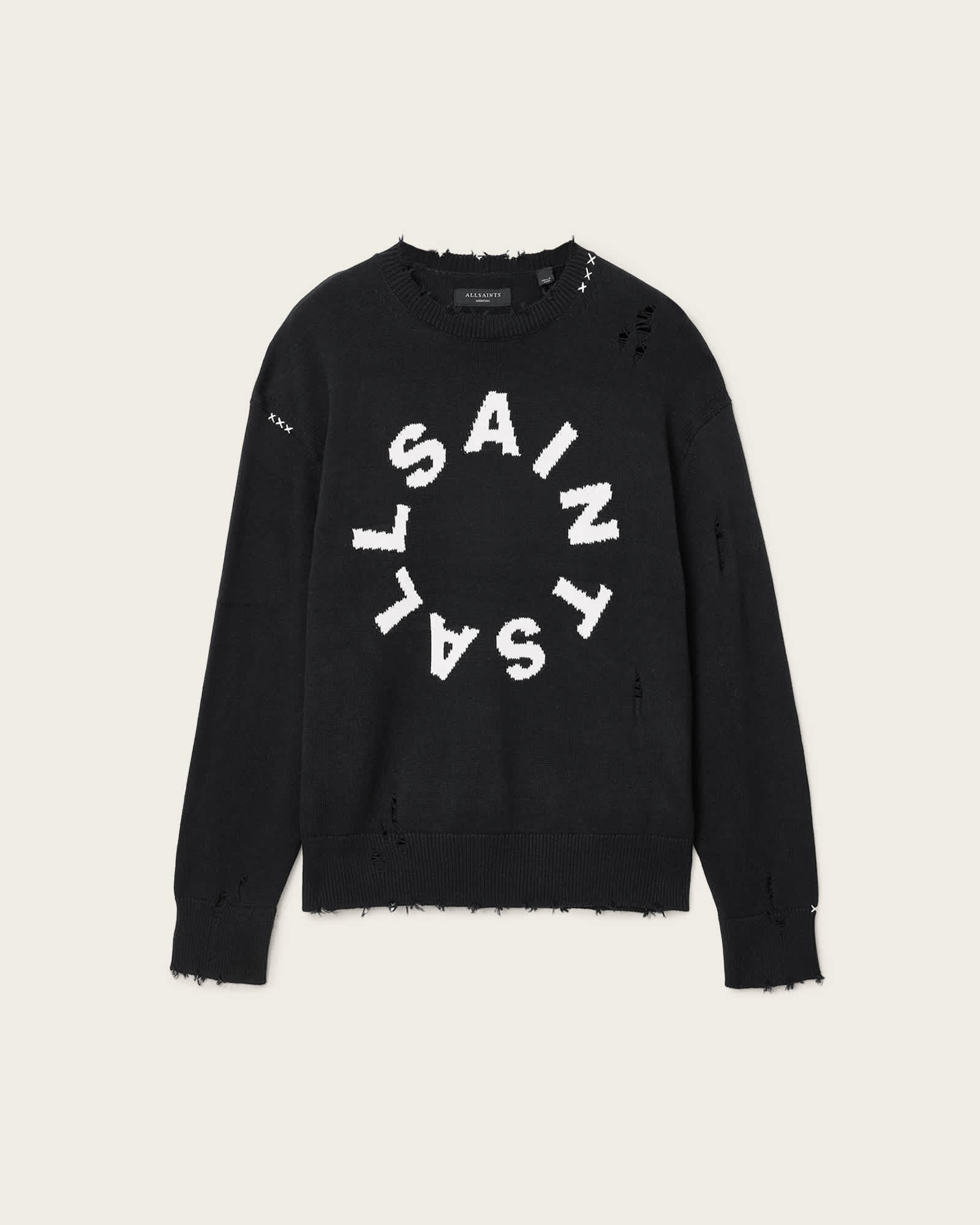 All Saints Diageo Intarsia Logo Sweater Black
