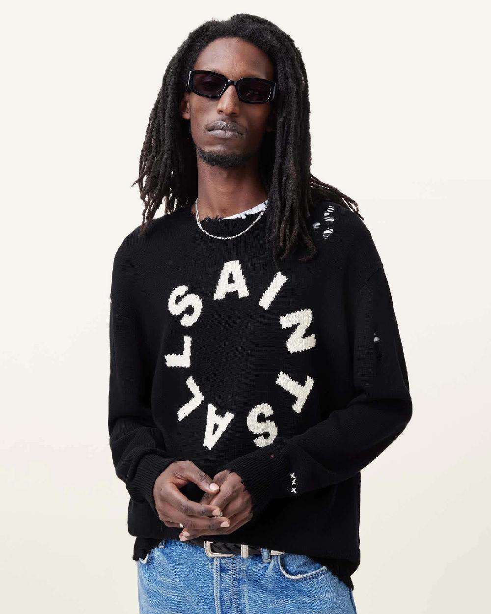 All Saints Diageo Intarsia Logo Sweater Black