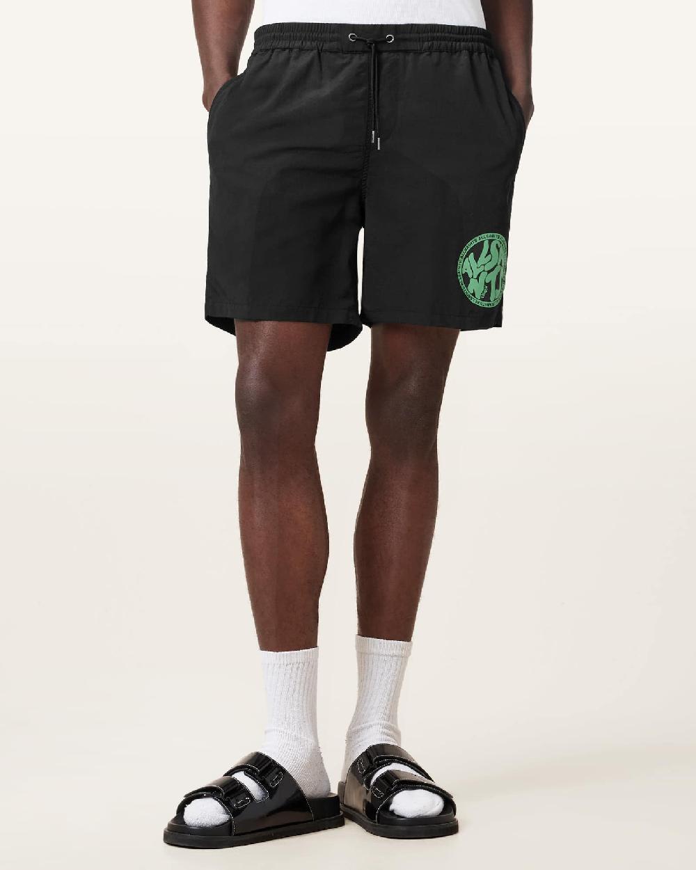 All Saints Distortion Swim Shorts Jet Black