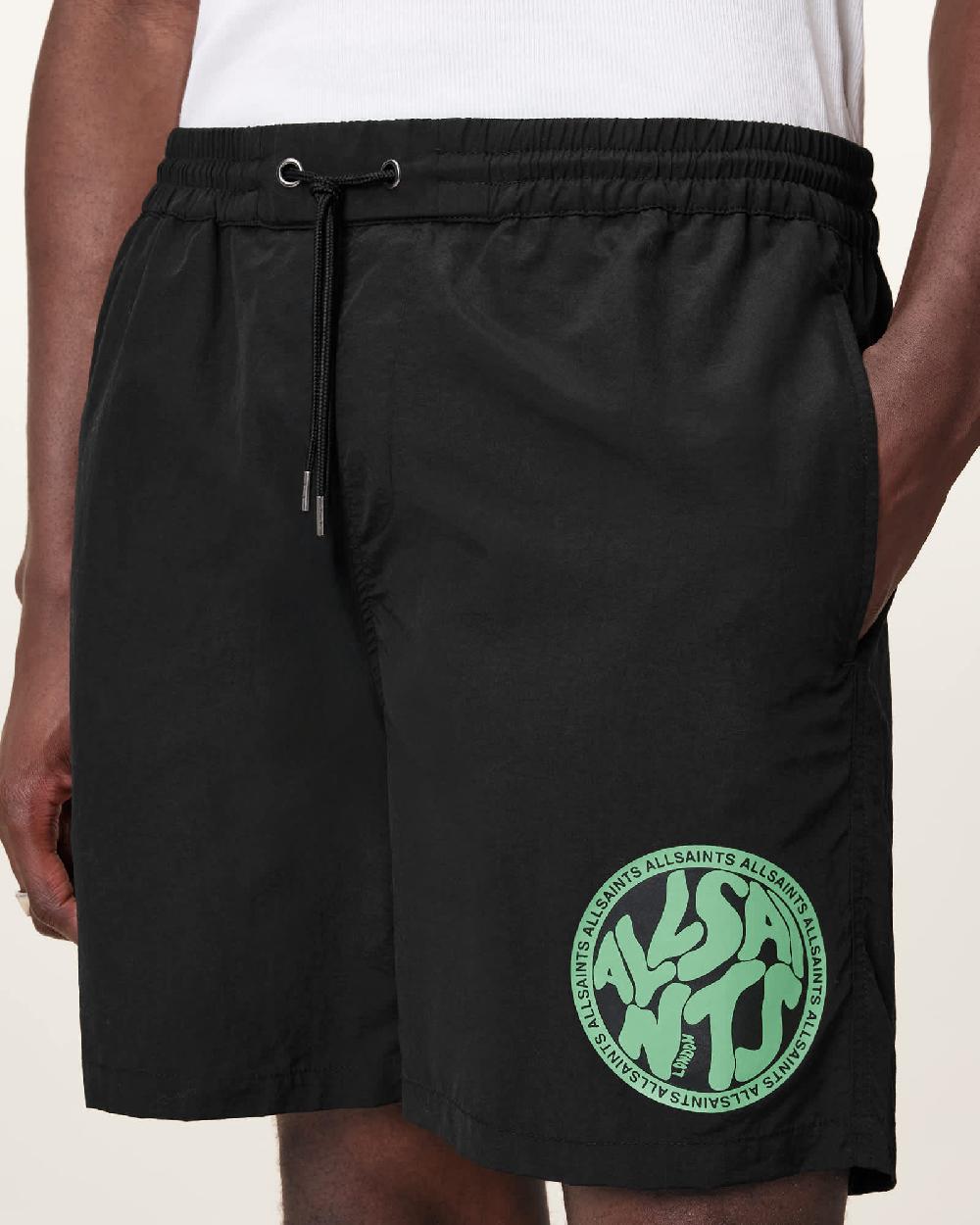 All Saints Distortion Swim Shorts Jet Black