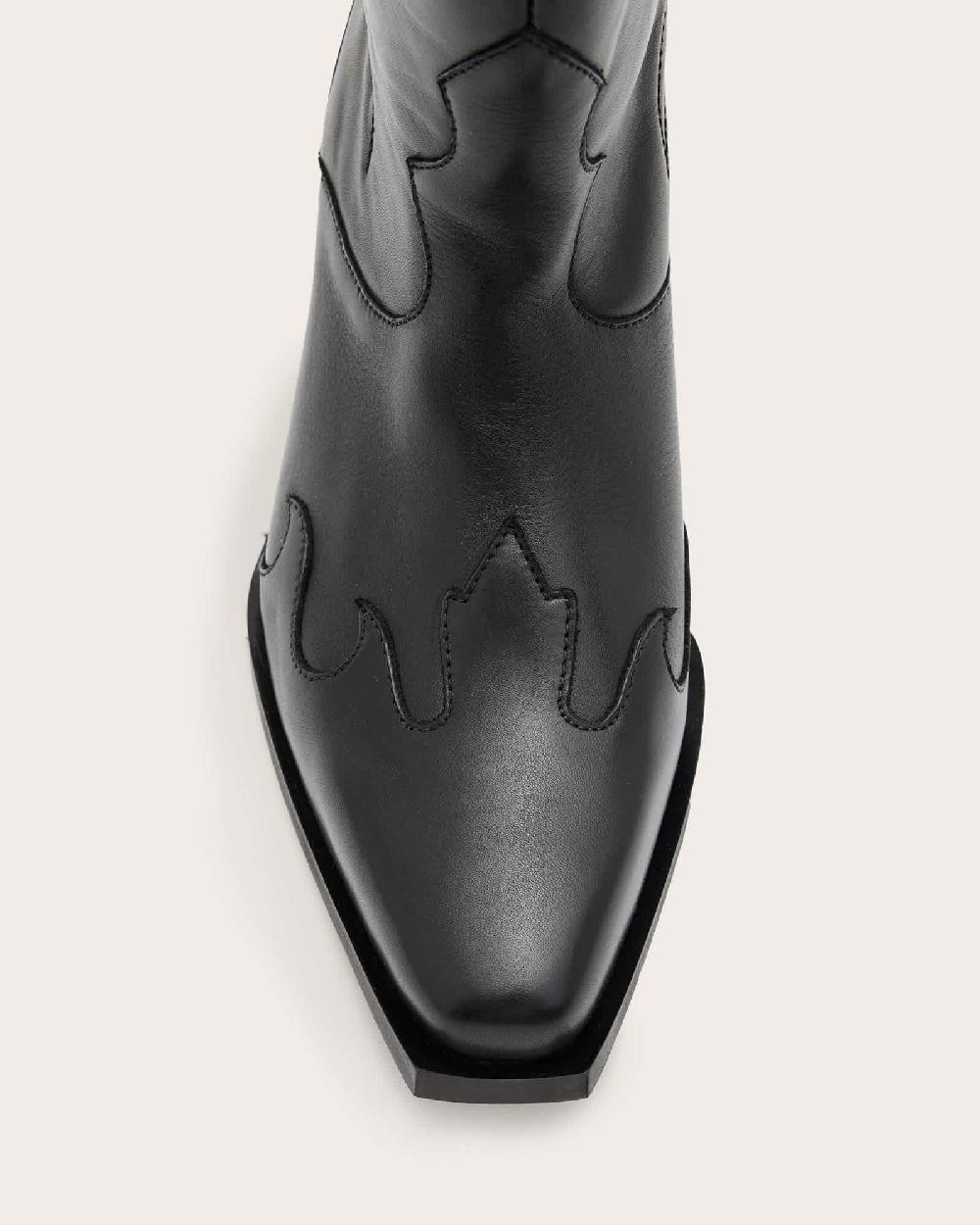 All Saints Dolly Western Leather Boots Black