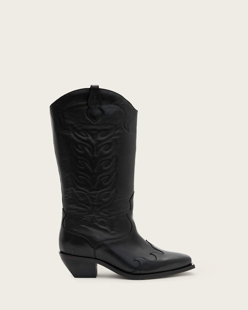 all saints Dolly Western Leather Boots Black