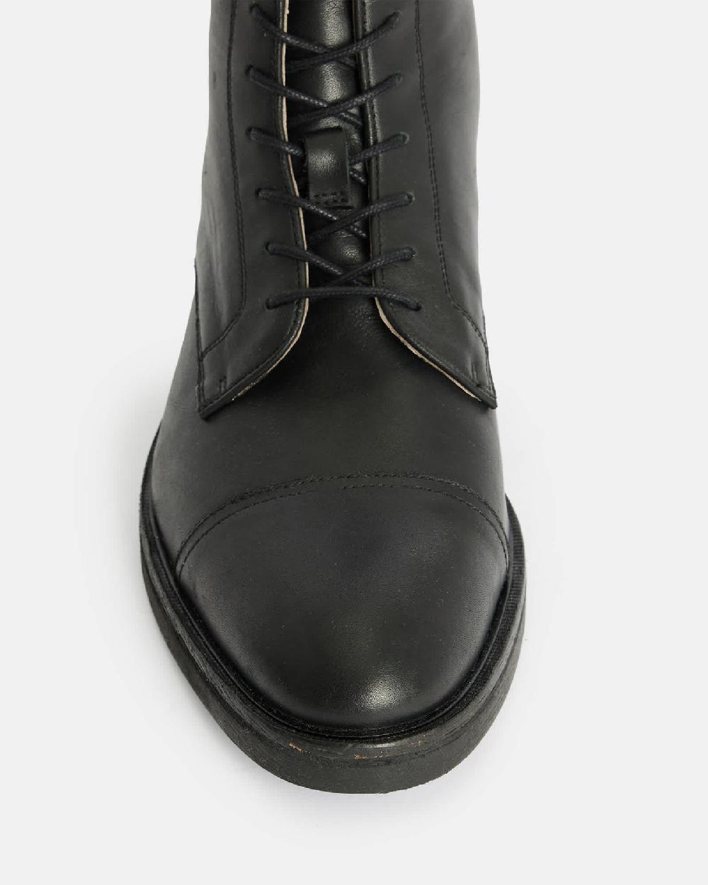 All Saints Drago Leather Lace Up Boots Black