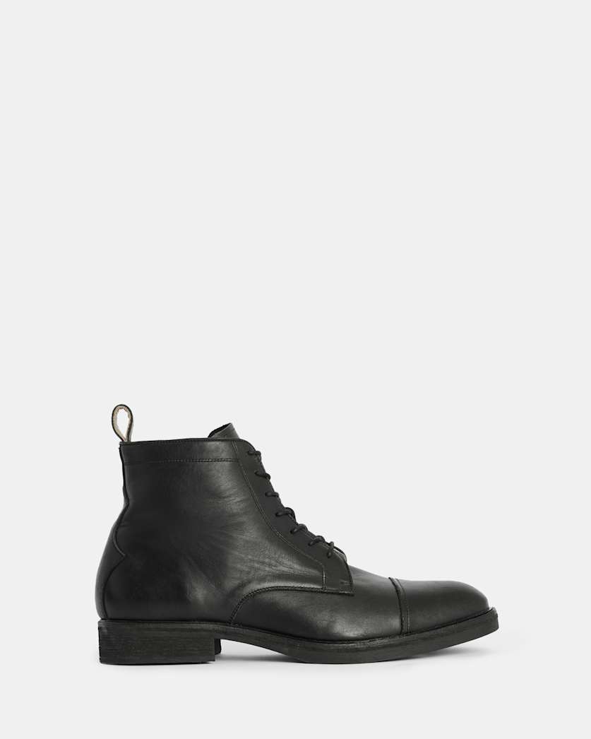 all saints Drago Leather Lace Up Boots Black