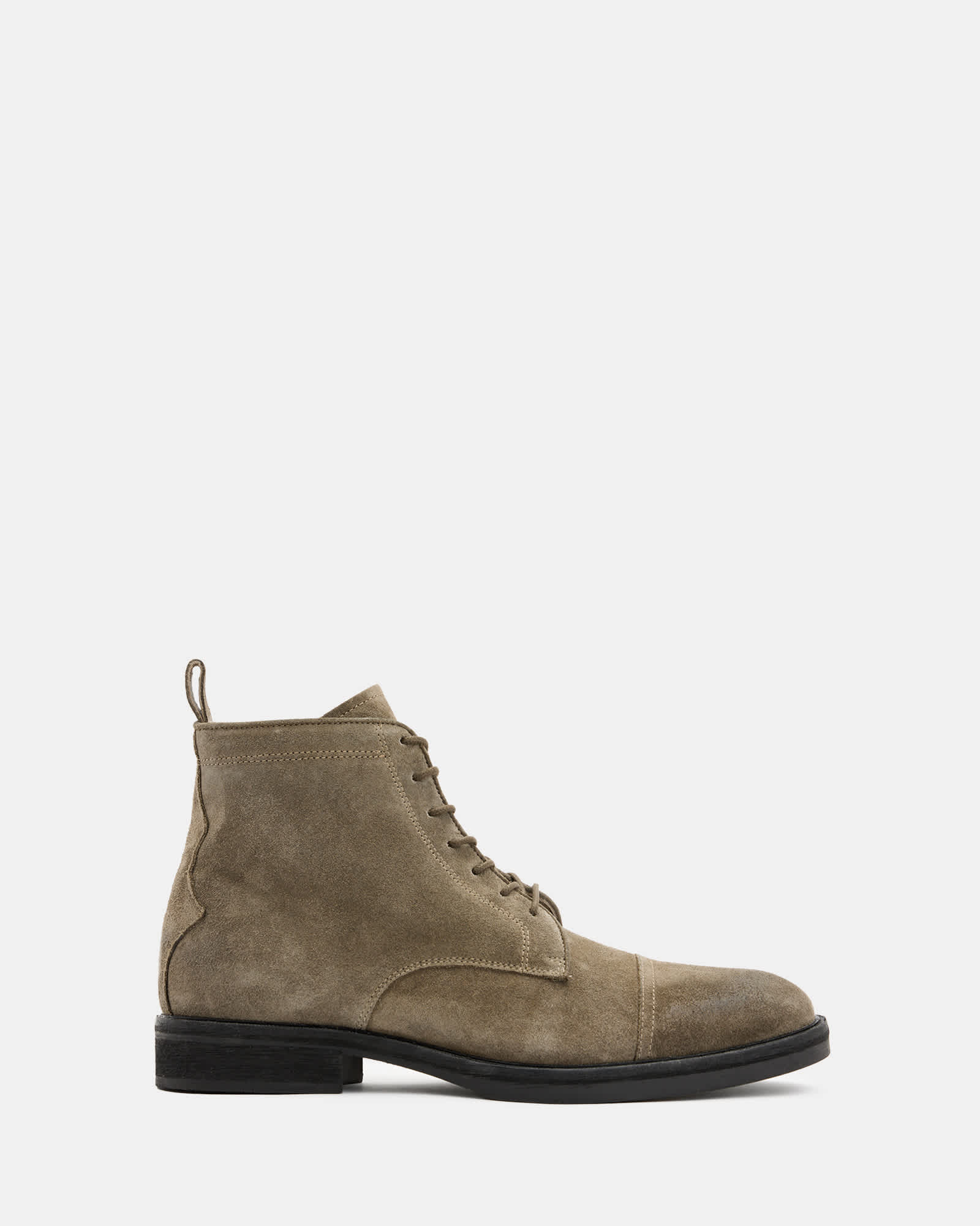 All Saints Drago Suede Lace Up Boots Khaki Green