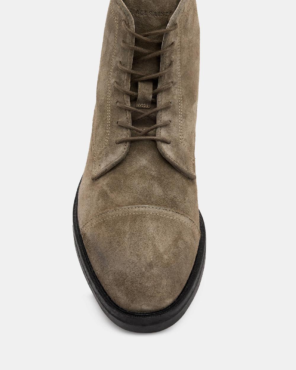 All Saints Drago Suede Lace Up Boots Khaki Green