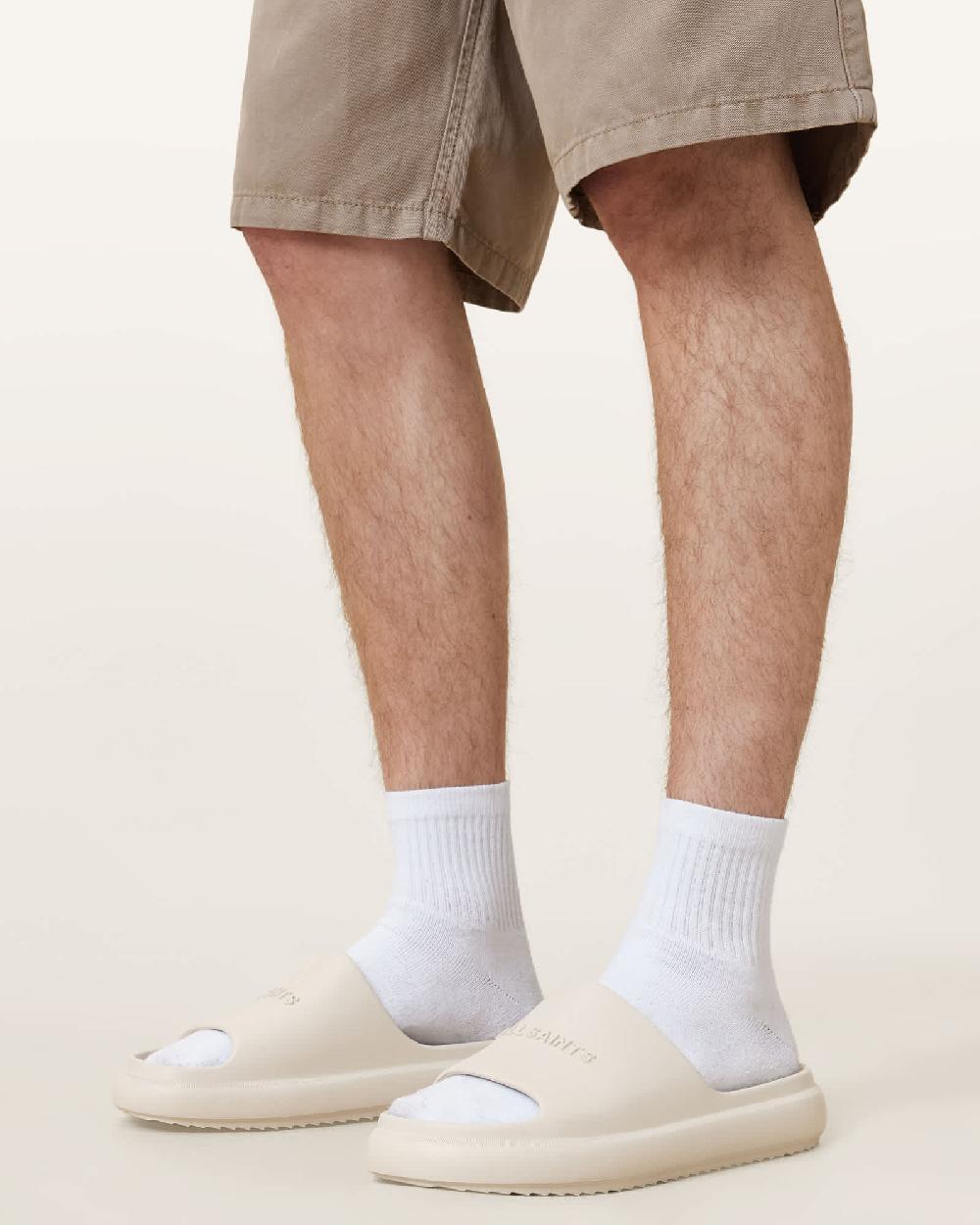 All Saints Dune Slip On Logo Sliders Chalk White