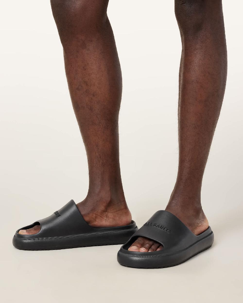 All Saints Dune Slip On Logo Slides Black