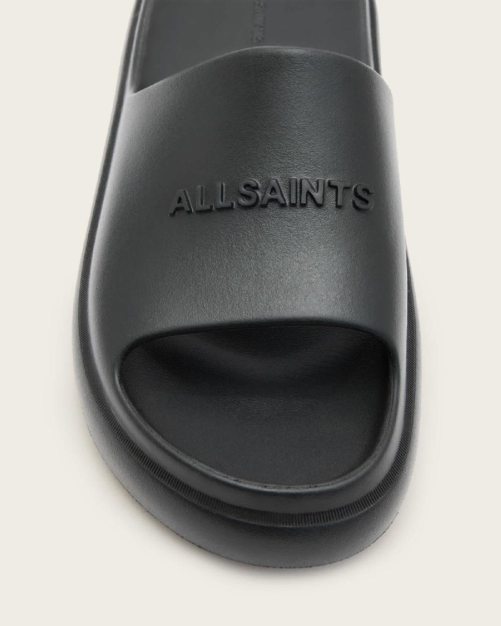 All Saints Dune Slip On Logo Slides Black