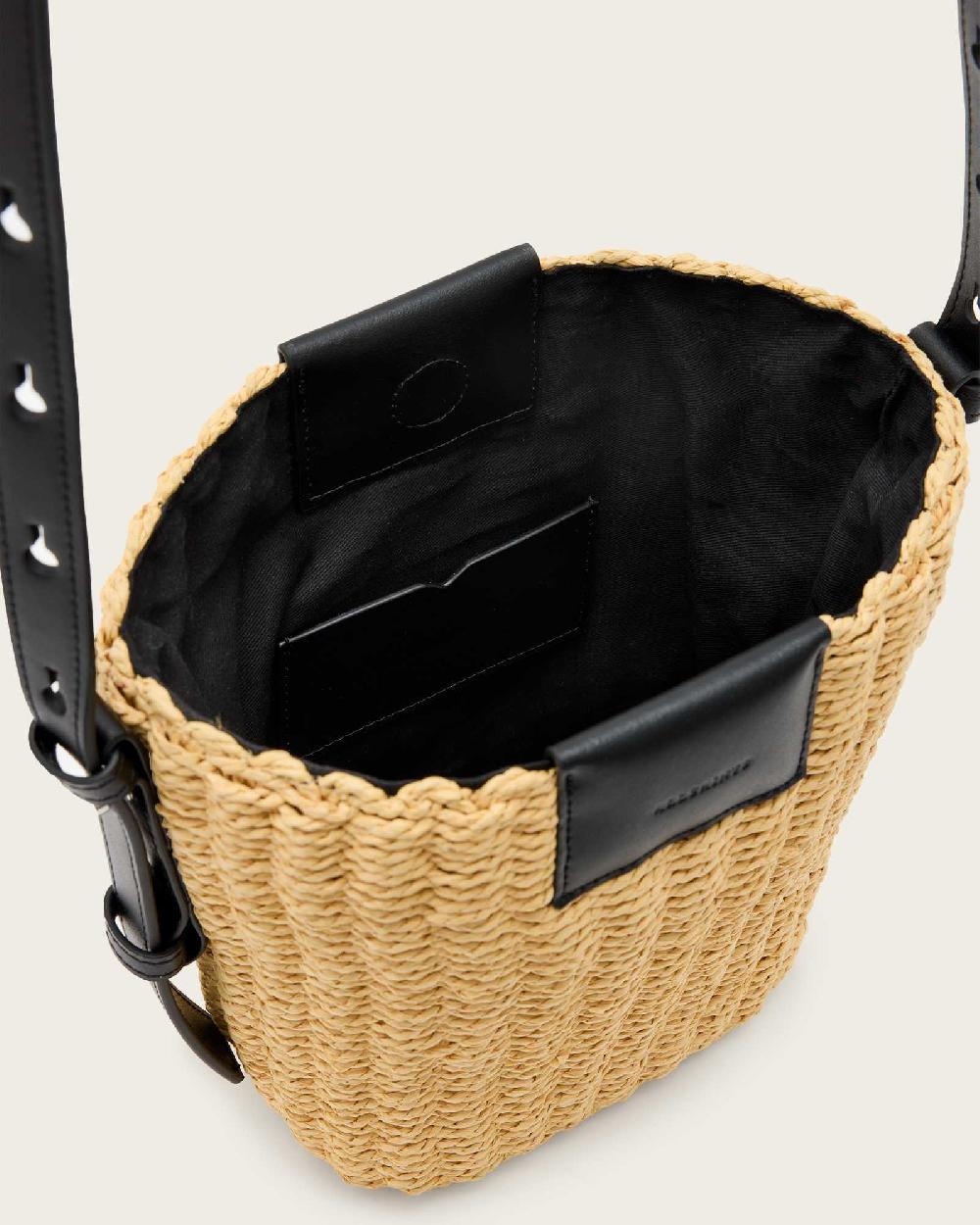 All Saints Ebro Woven Straw Cross Body Bag Natural
