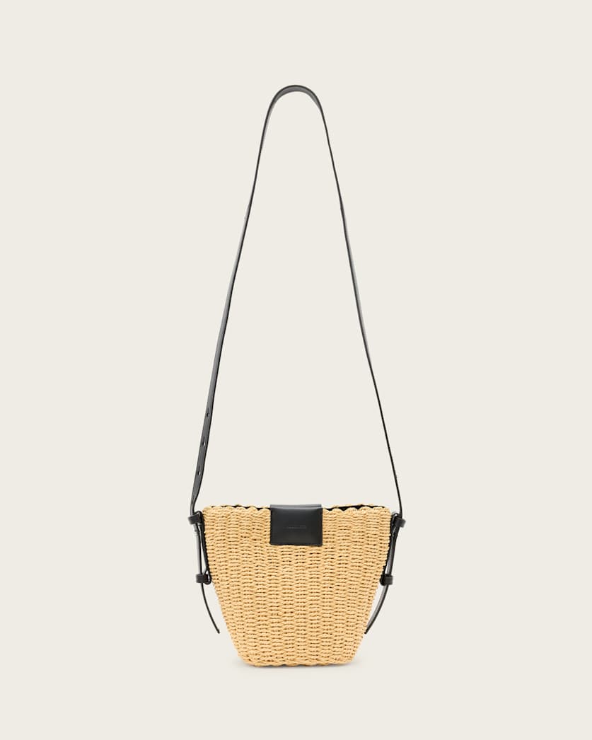 all saints Ebro Woven Straw Cross Body Bag Natural