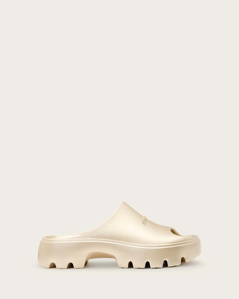 all saints Eclipse Flatform Logo Sliders Gold