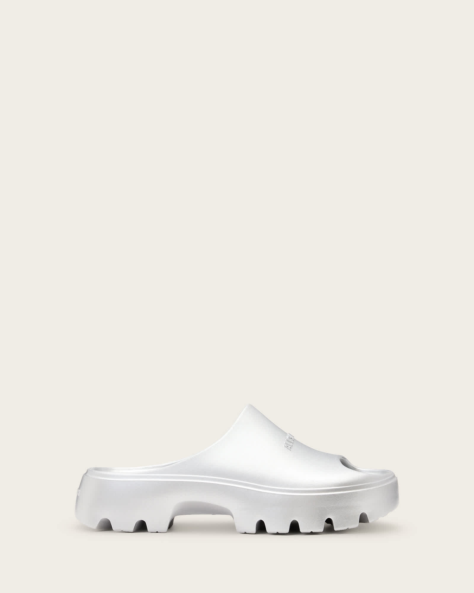All Saints Eclipse Flatform Logo Sliders Silver