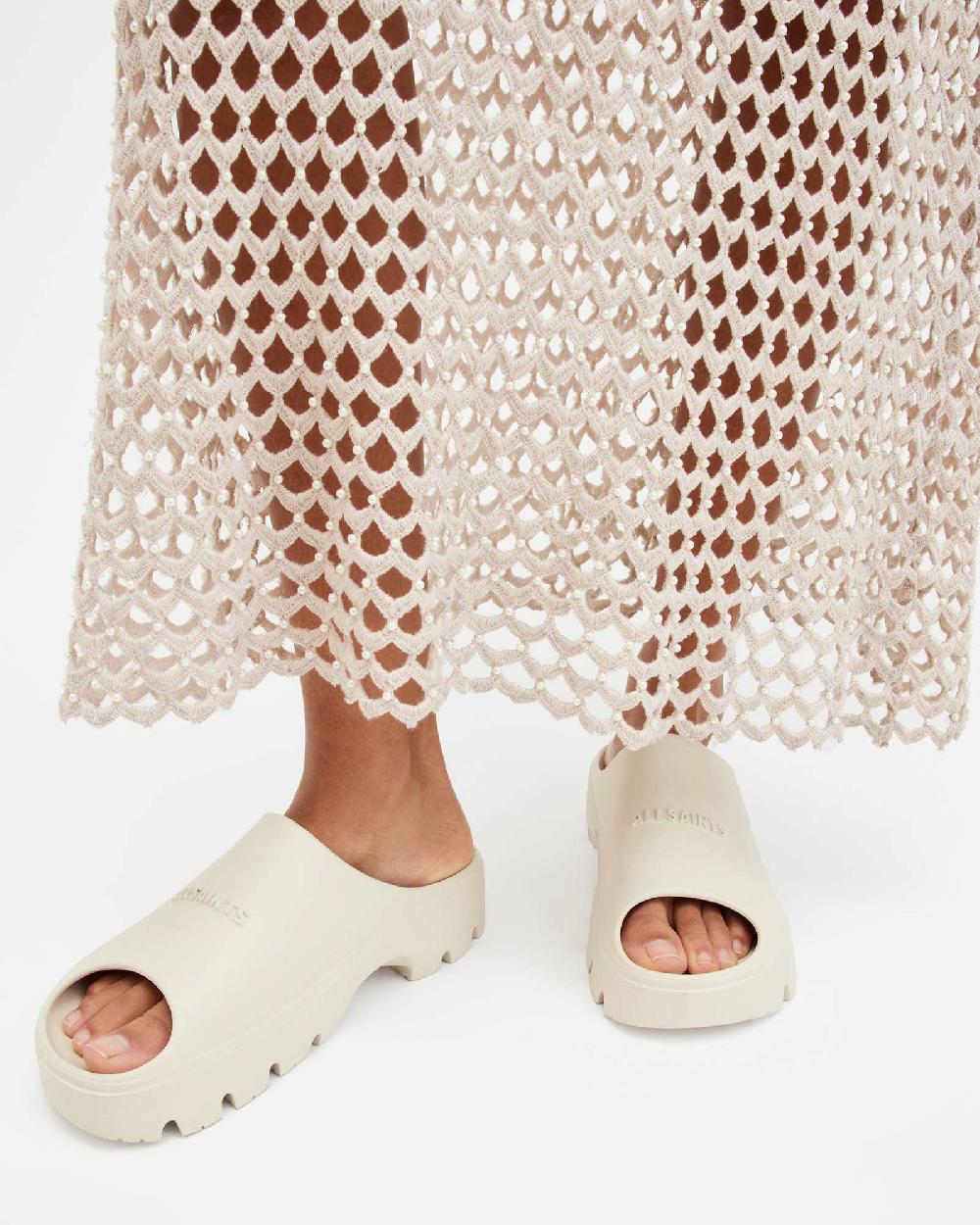 All Saints Eclipse Flatform Slides Chalk White