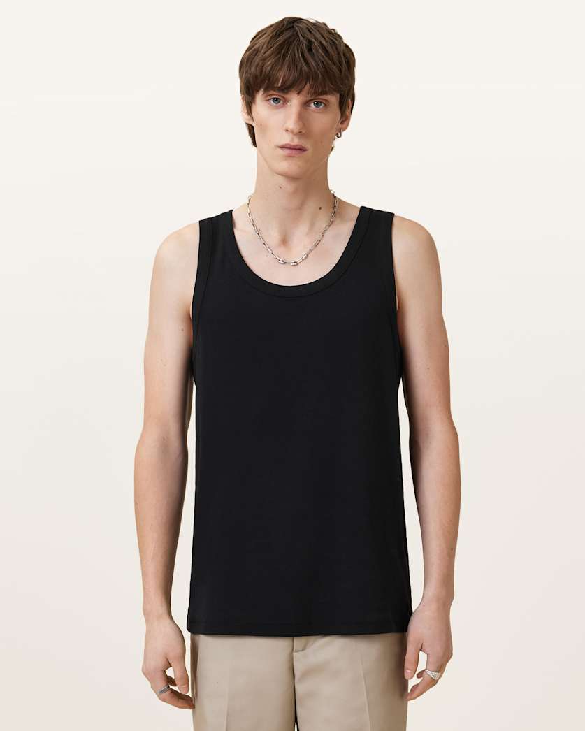 all saints Edwards Textured Vest Jet Black