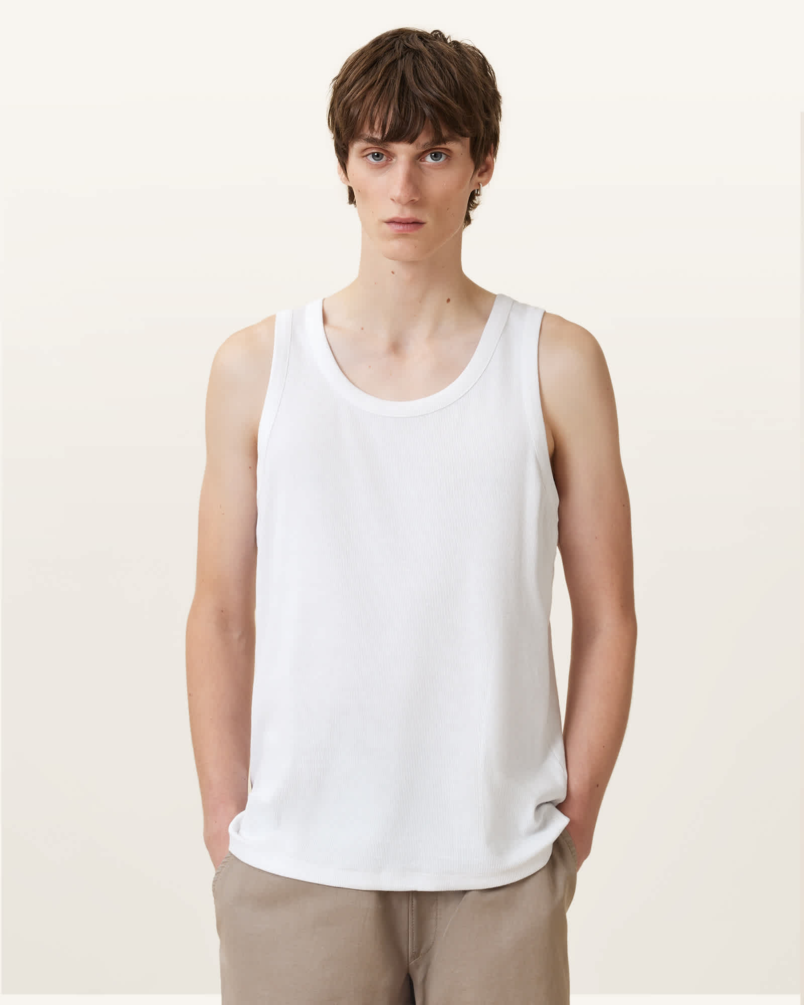 All Saints Edwards Textured Vest Optic White