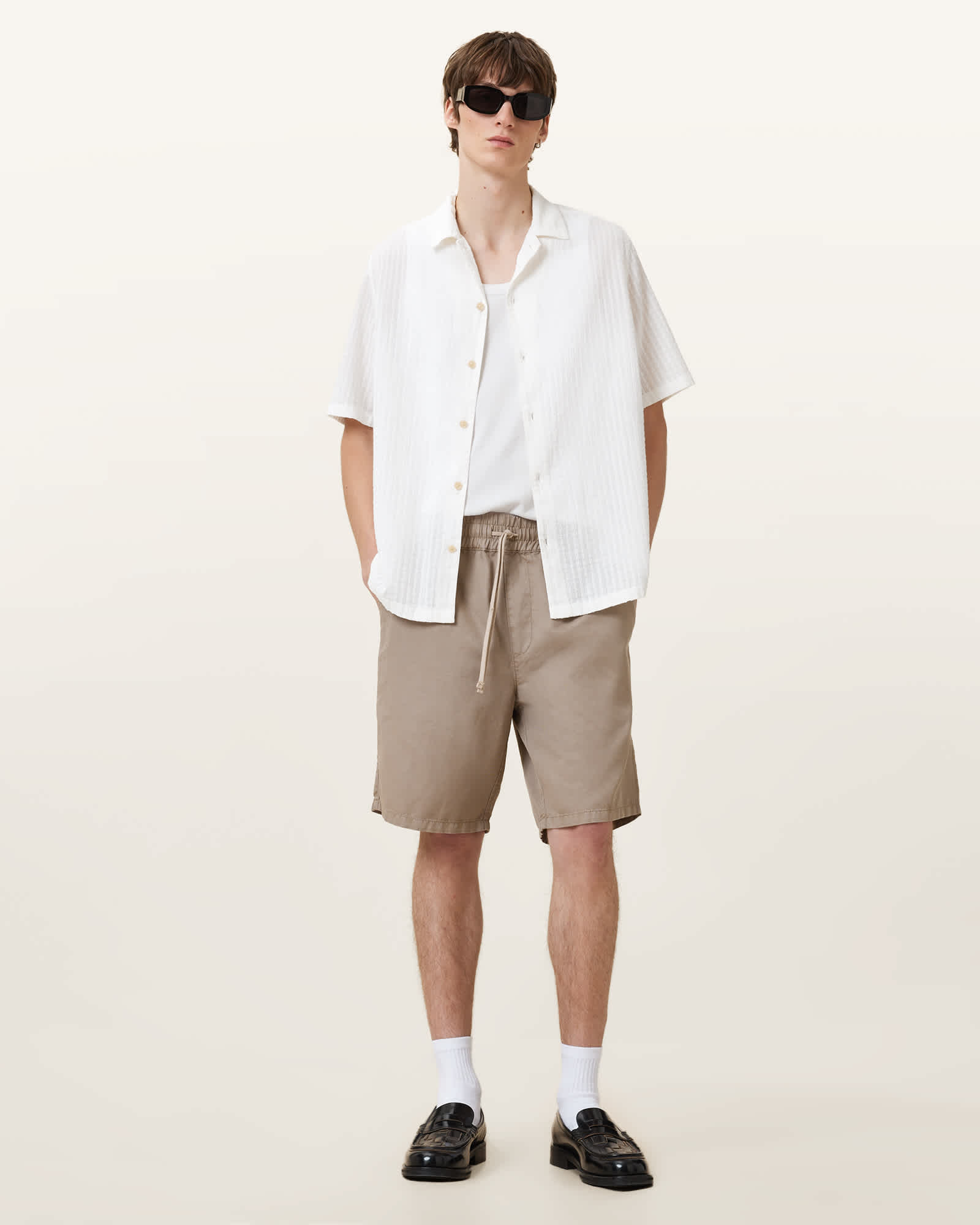 All Saints Edwards Textured Vest Optic White