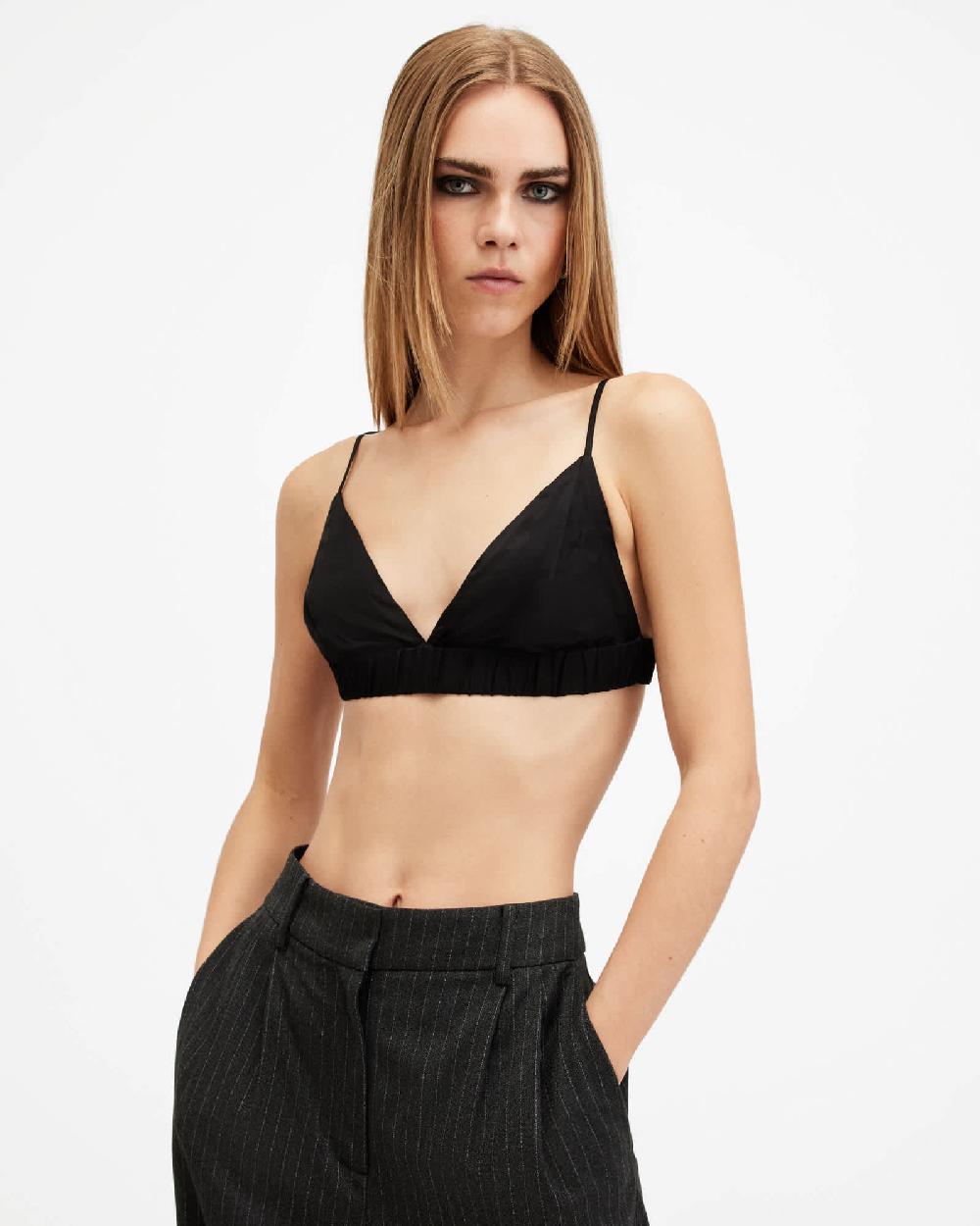 All Saints Ella V-Neck Adjustable Bralette Black