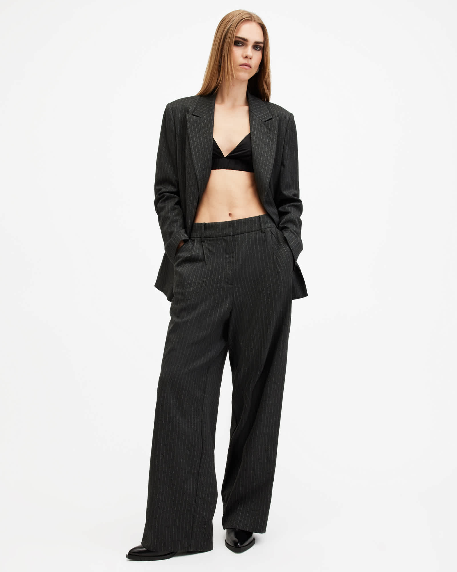 All Saints Ella V-Neck Adjustable Bralette Black