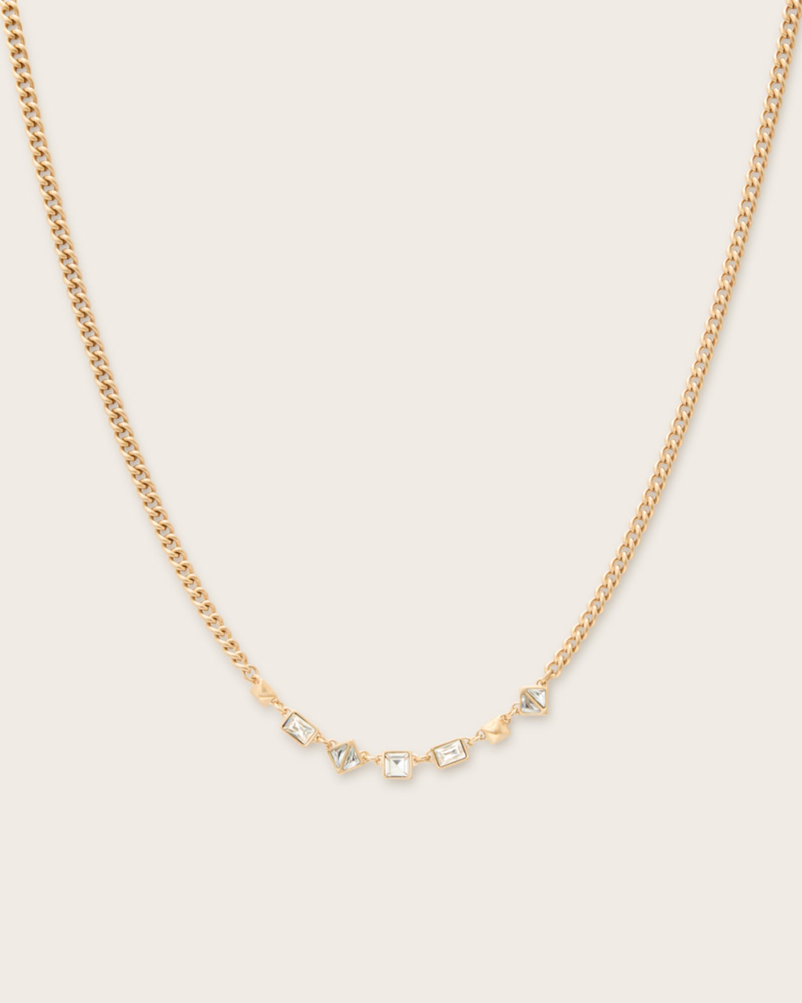 All Saints Elora Box Chain Necklace Warm Brass