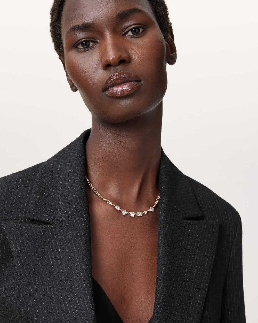 All Saints Elora Box Chain Necklace Warm Brass