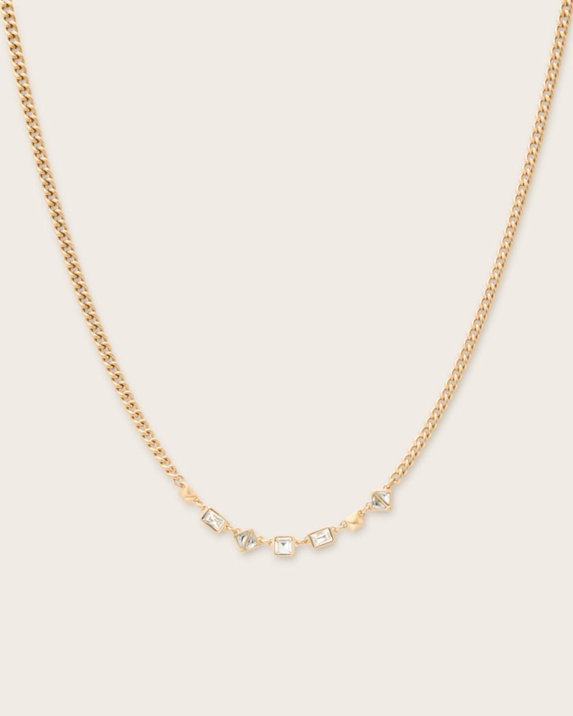 all saints Elora Box Chain Necklace Warm Brass