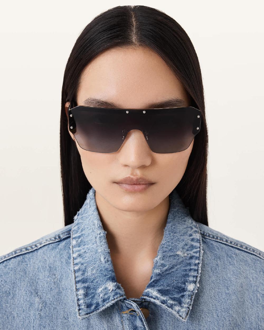 All Saints Erika Visor Sunglasses Gloss Black